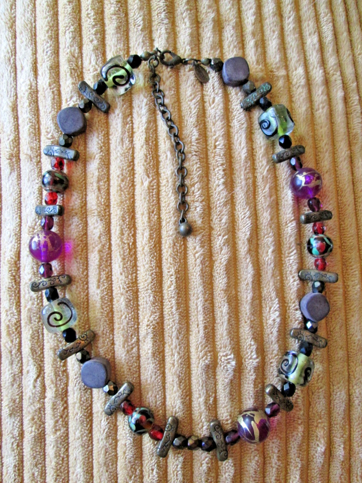 Vintage Chico’s Statement Multicolor Beads Glass Artwork 16″ – 19″ Necklace