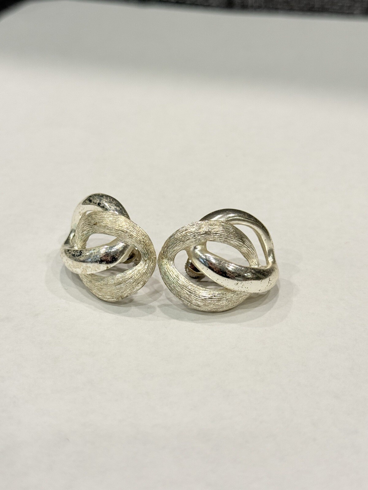 Vintage NAPIER Signed Shiny Silver Tone Adjustable Clip on Earrings