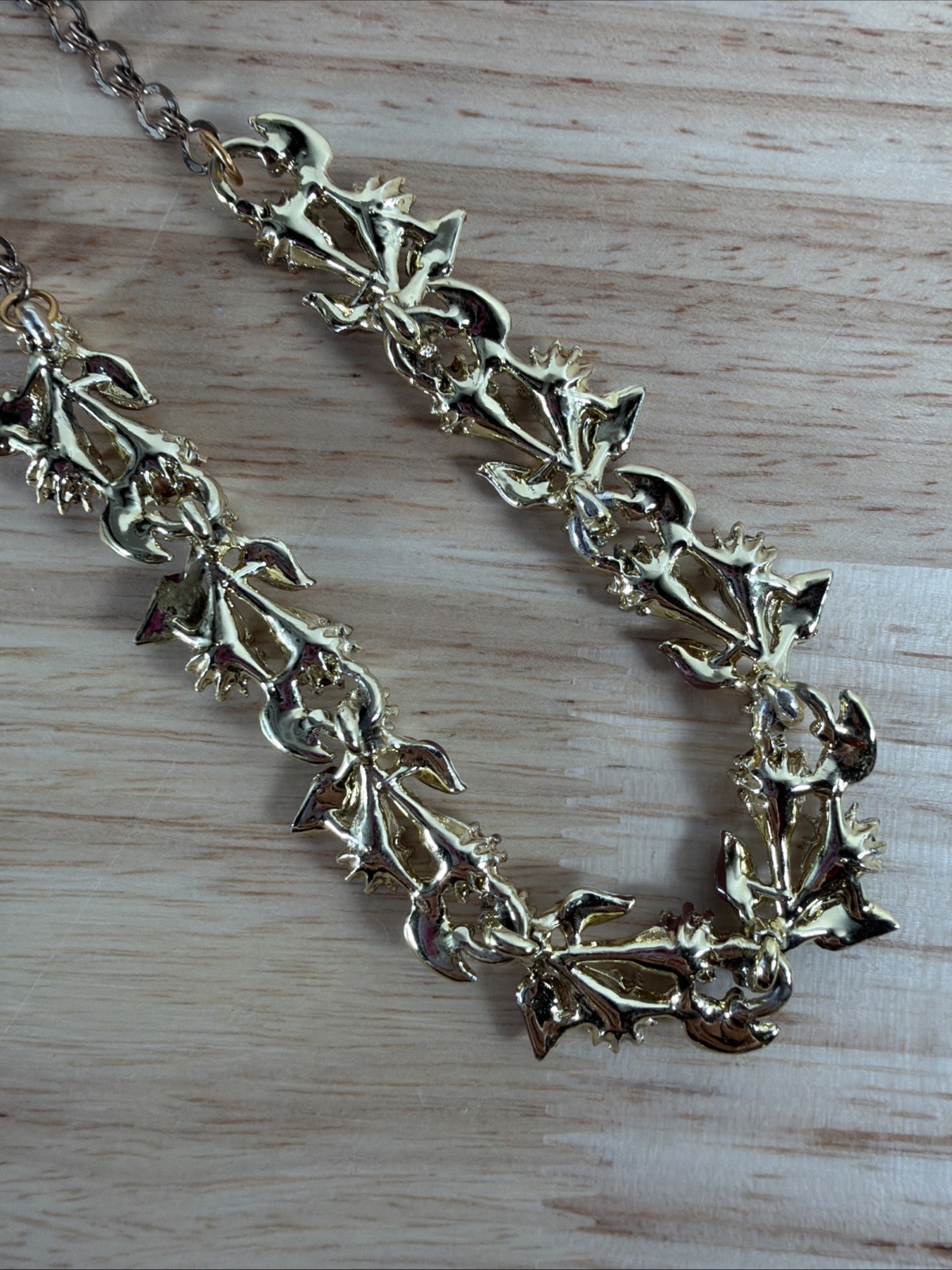 Vintage Brown Rhinestone Flower Necklace Gold Tone With Matching Clip Earrings