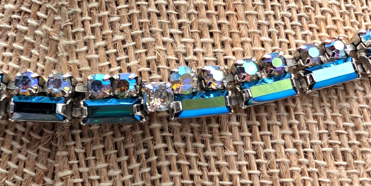 Vintage Vendome Blue and Aurora Borealis Glass Stones 16 1/2 Inch Necklace