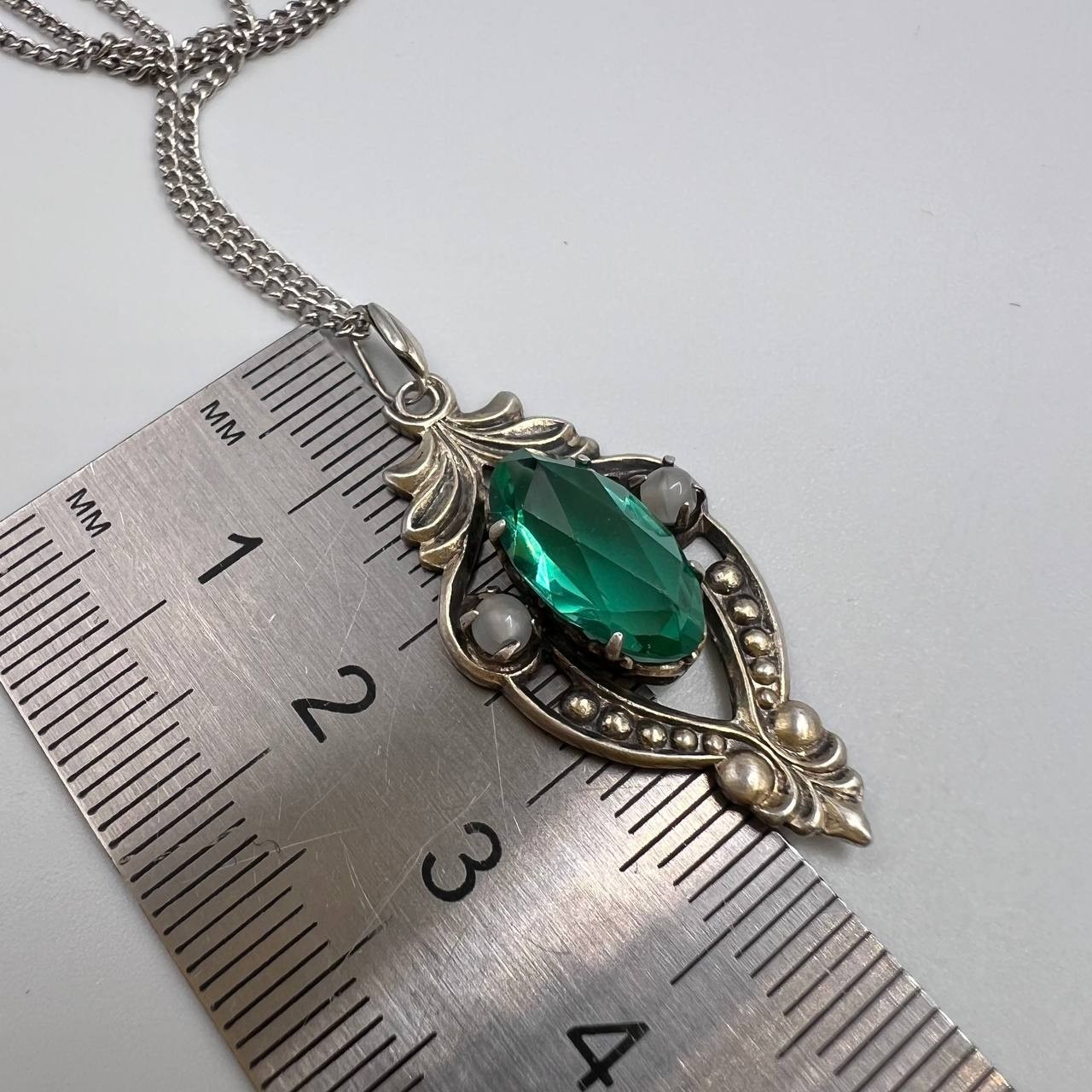 Vintage Soviet Sterling Silver 875 Women’s Jewelry Chain Necklace Pendant Marked