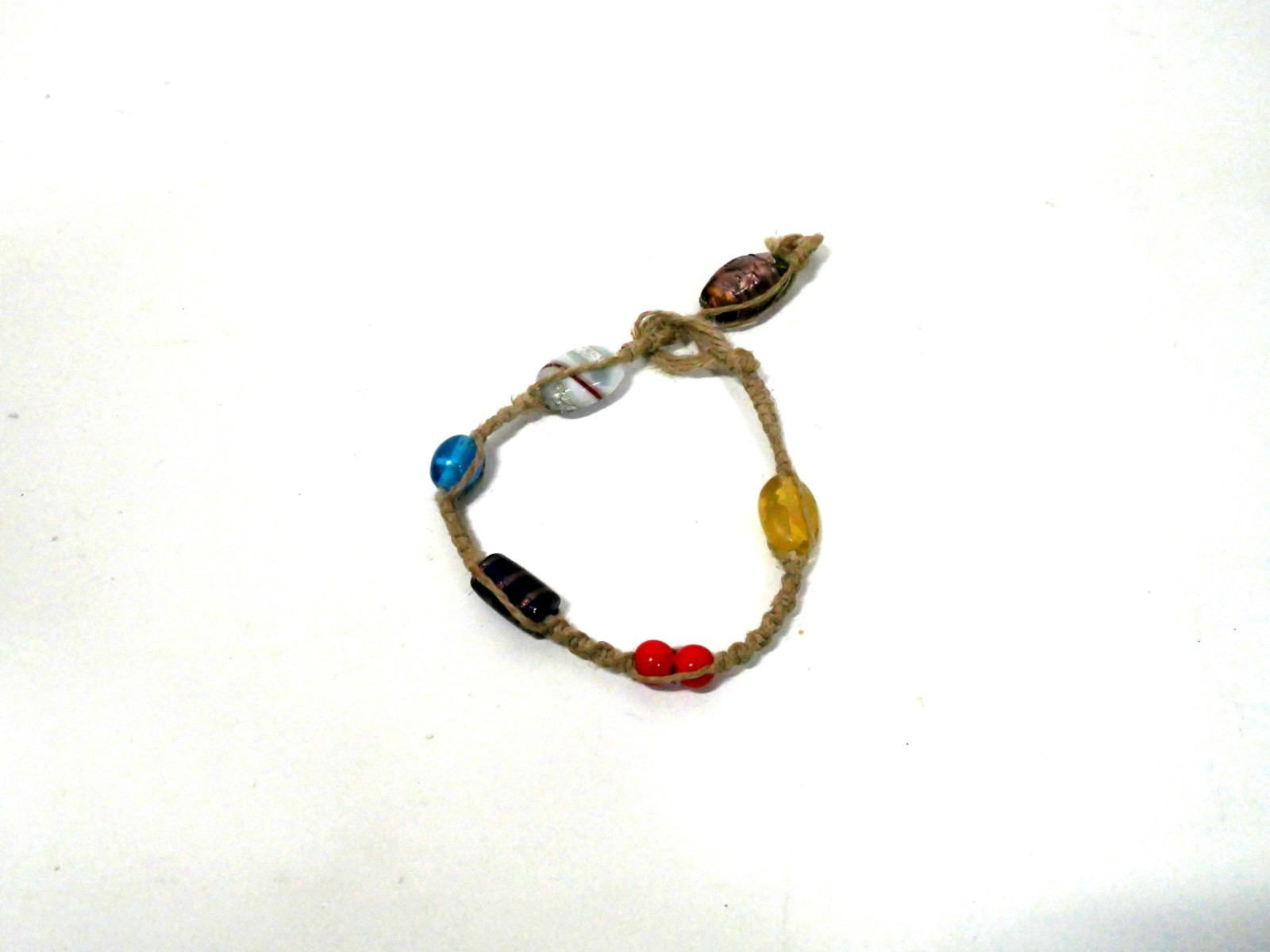 Vintage Hemp Bracelet With Beads and Stones