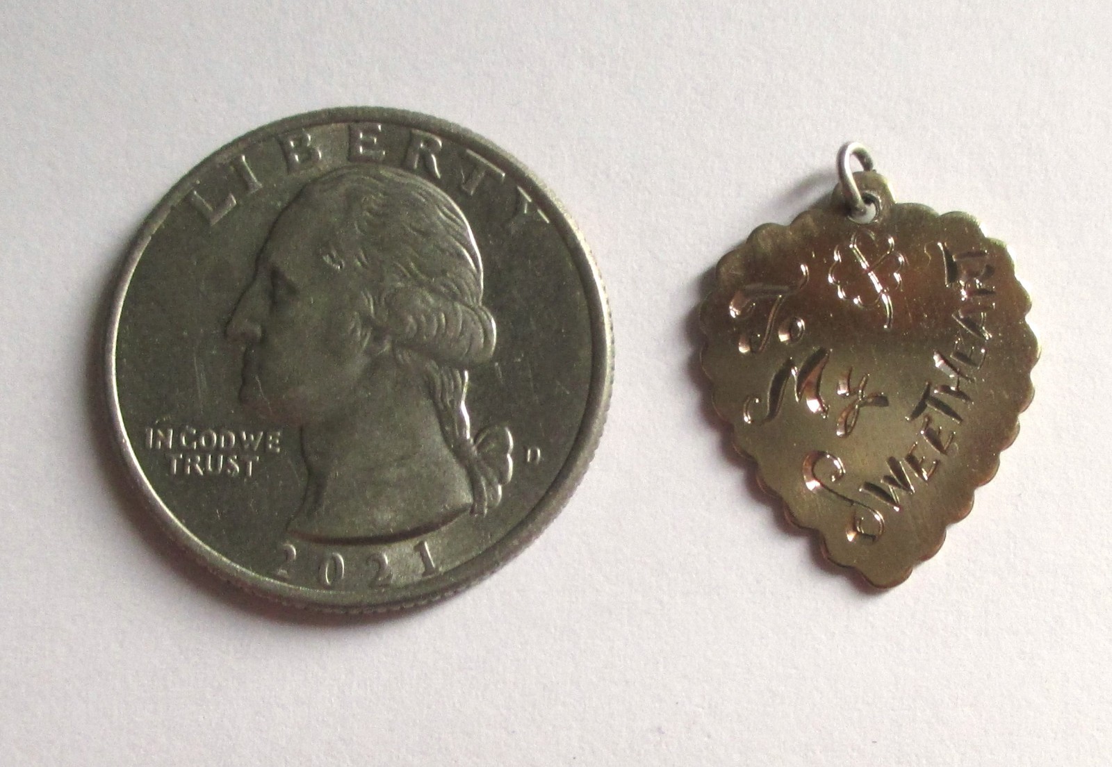 VINTAGE STERLING SILVER TO MY SWEETHEART LOVE TOKEN CHARM CLOVER GOLD WASH