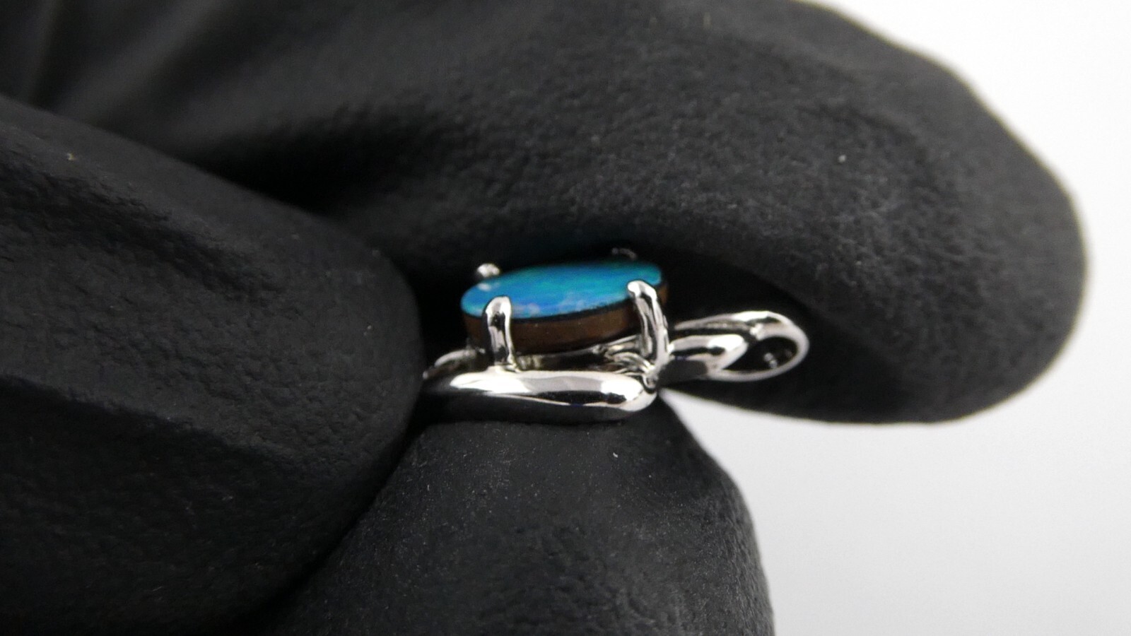 Sterling Silver Australian Blue Opal Doublet Pendant 925 .5 Inch Long .8g AS IS