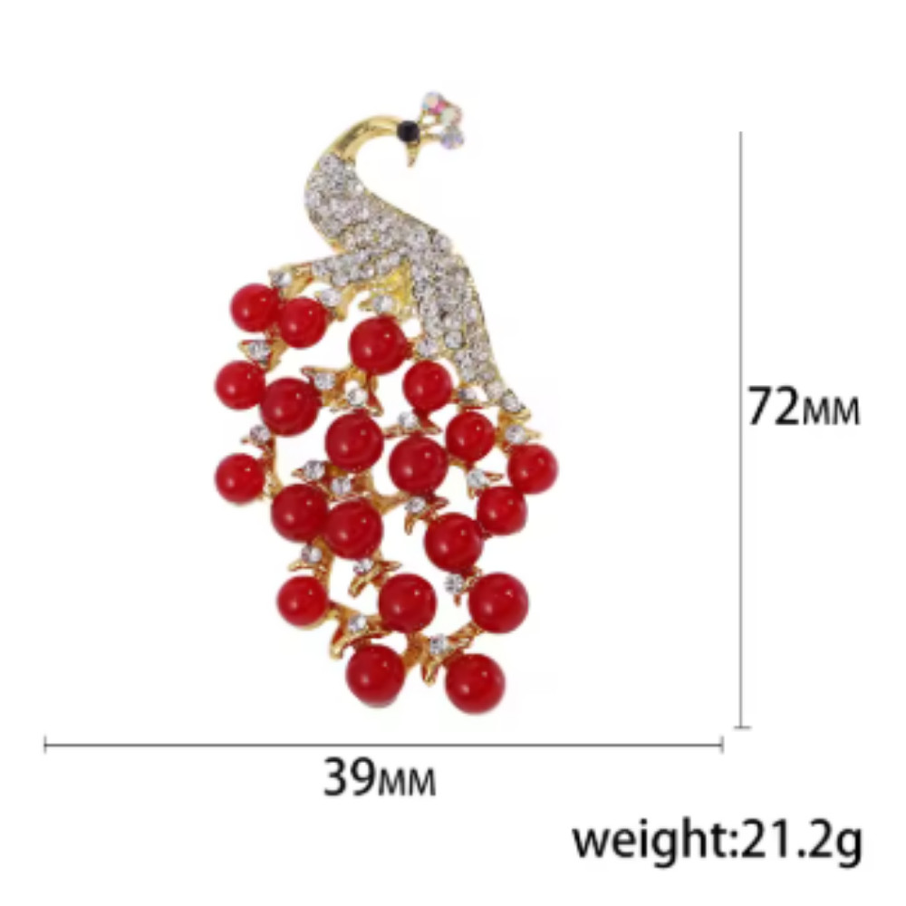 Vintage Style Peacock Bird Rhinestone Crystal White Bird Brooch Pin Pendant Gift