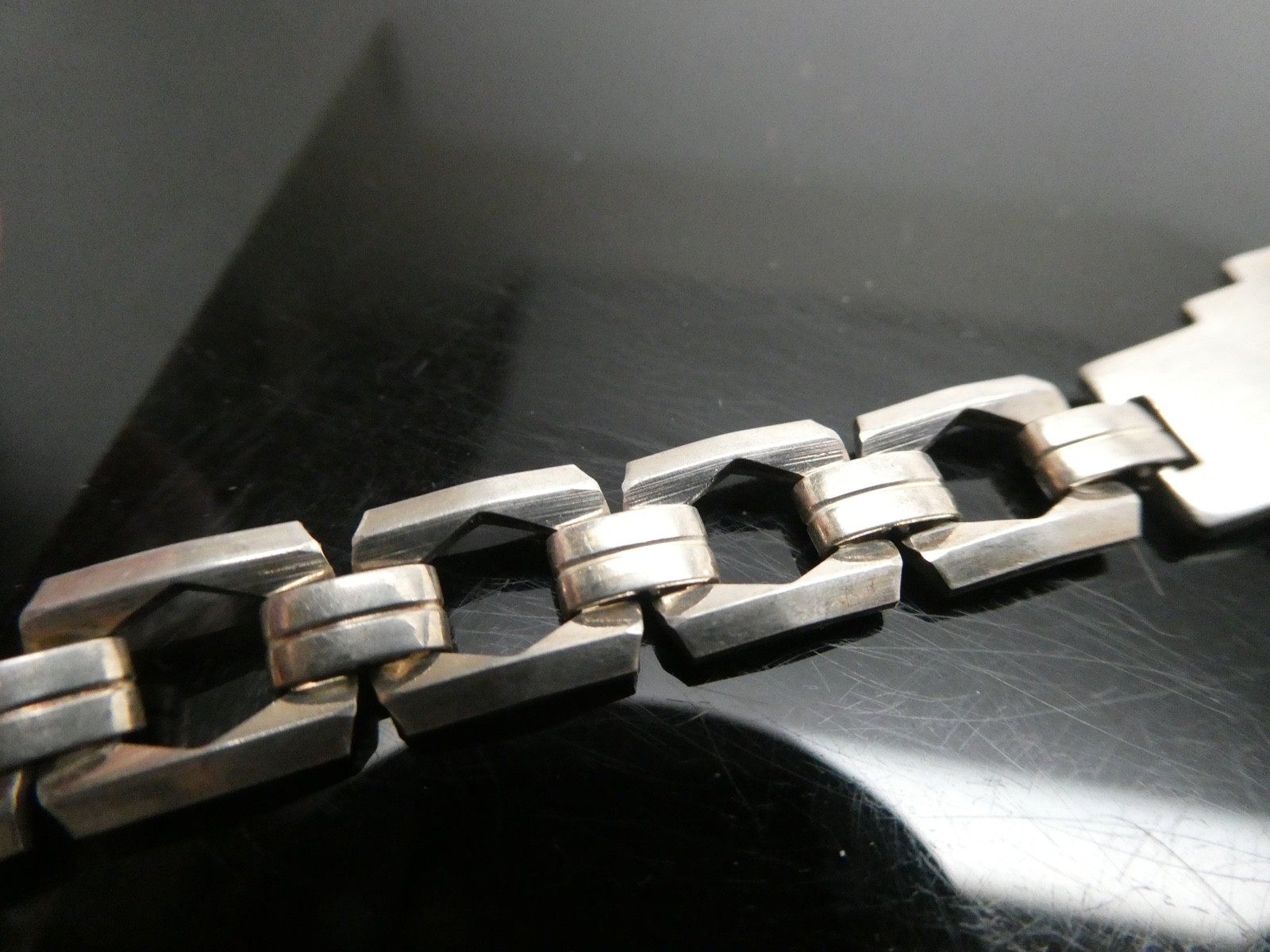 Art Deco Vintage Sterling Silver 925 Linked BLANK ID Bracelet Size 7.25″