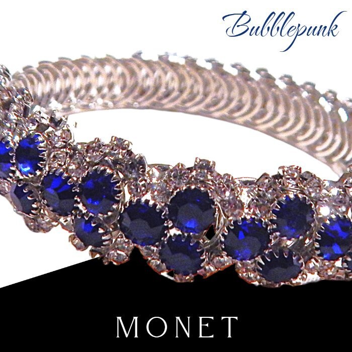 Retro Vintage Rhinestone Bypass Wrap Flex Coil Cuff Bracelet MONET NWOT S44