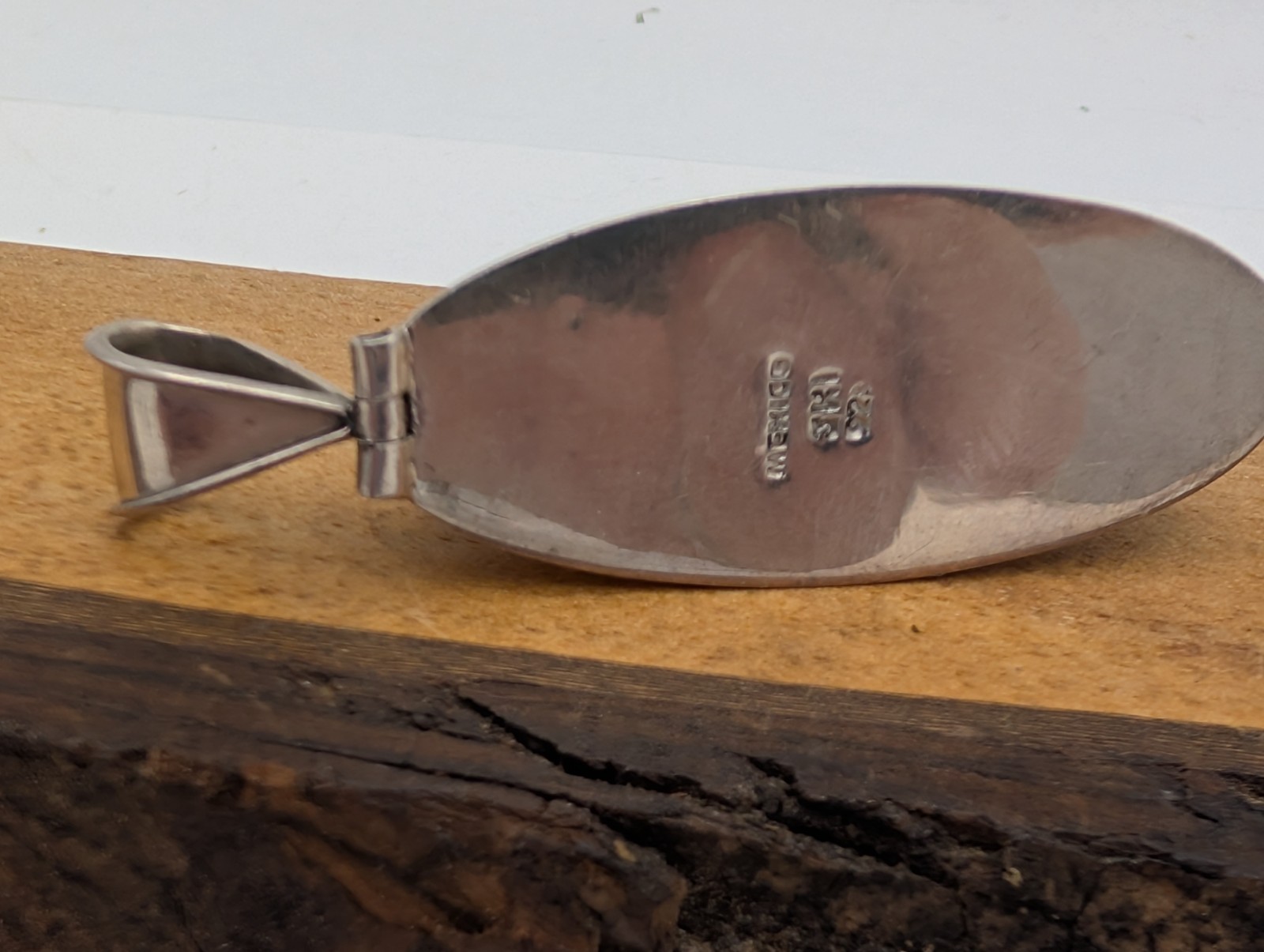 Vintage 925 Sterling Silver Pink Gemstone Pendant Oval, Almost 2 1/2″ 19 Grams