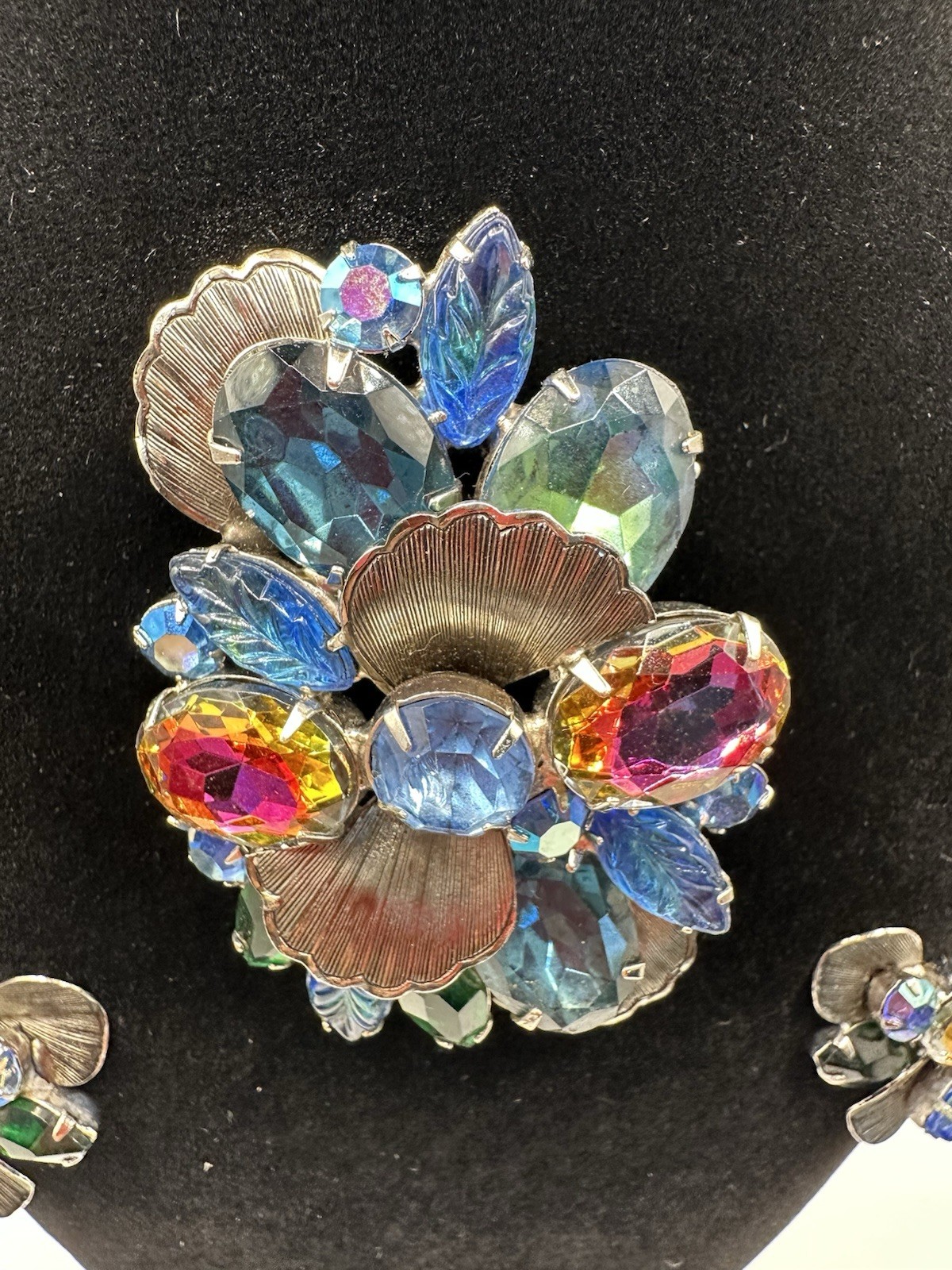 DeLizza And Elster (Juliana) Silver Tone Brooch And Clip On Earrings