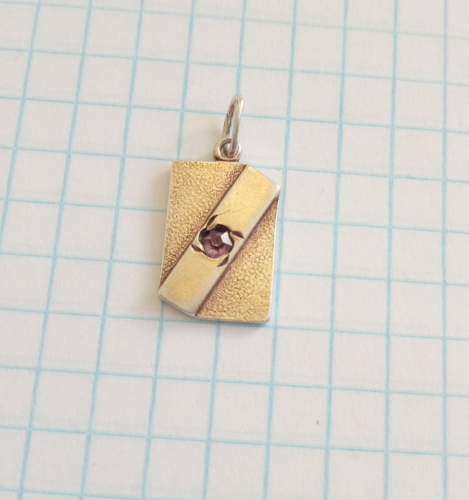 Vintage Pendant Purple stone Gilt Silver 875 test star USSR times Women Jewelry