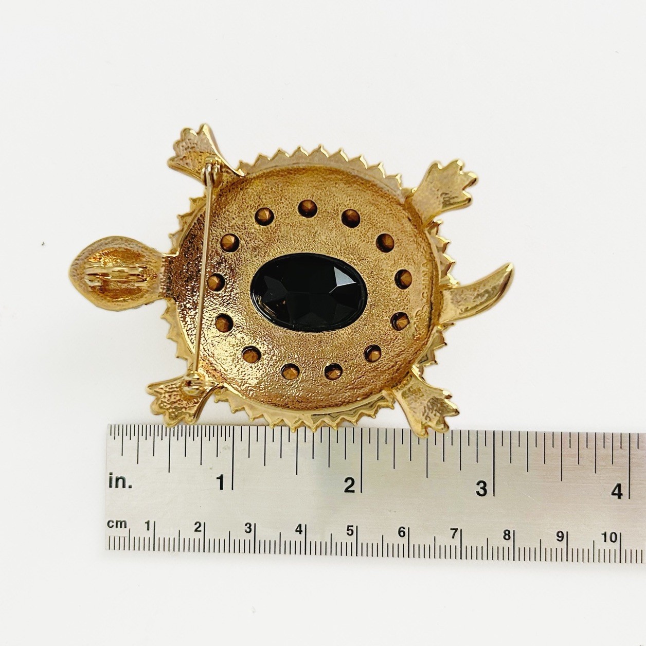 HSN Princess Amanda Borghese LARGE Rhinestone Turtle Brooch Pin Pendant