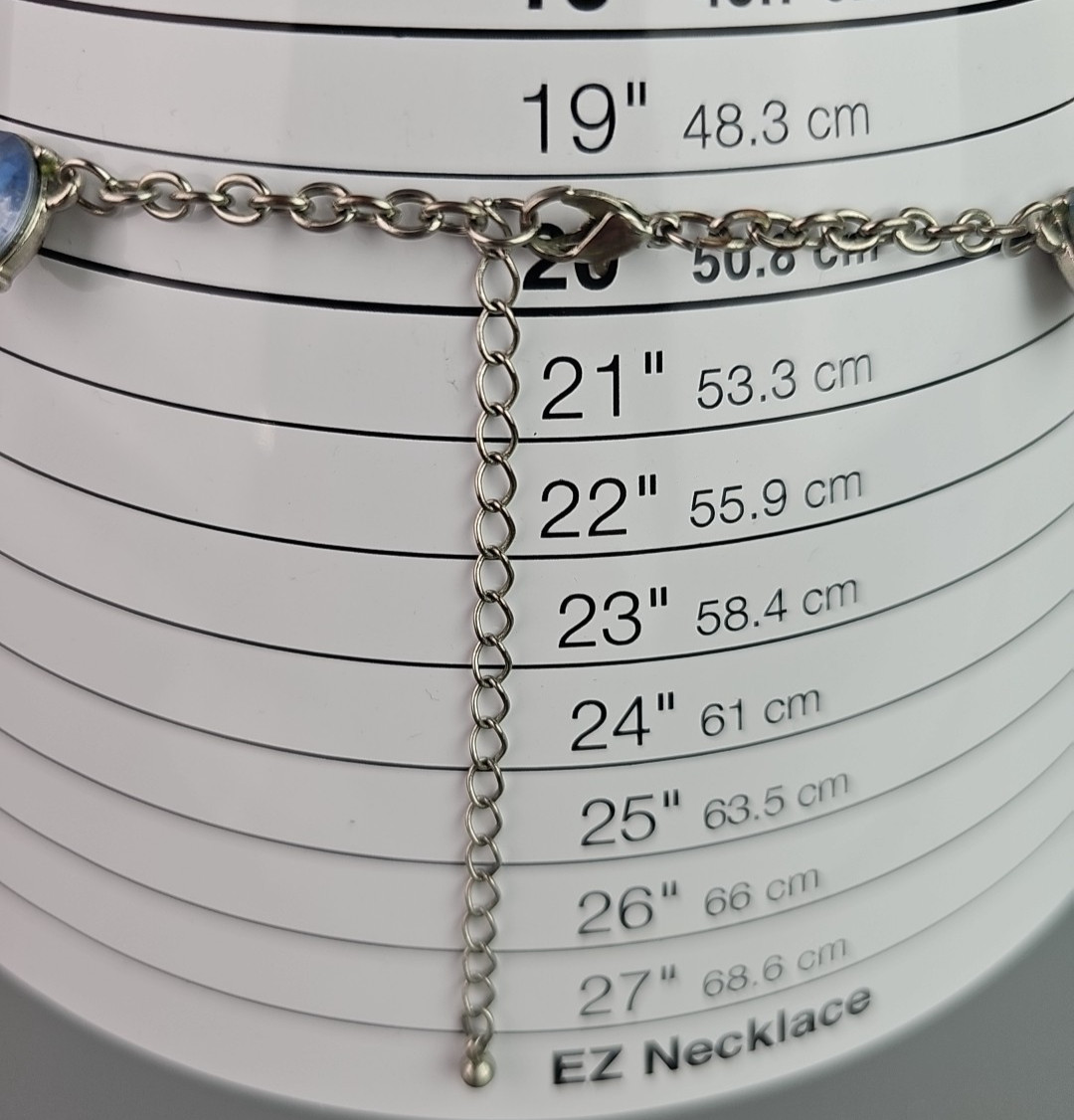 Vintage Light Blue Necklace Faceted Prong Acrylic Stone Silver Tone 20 inch Read