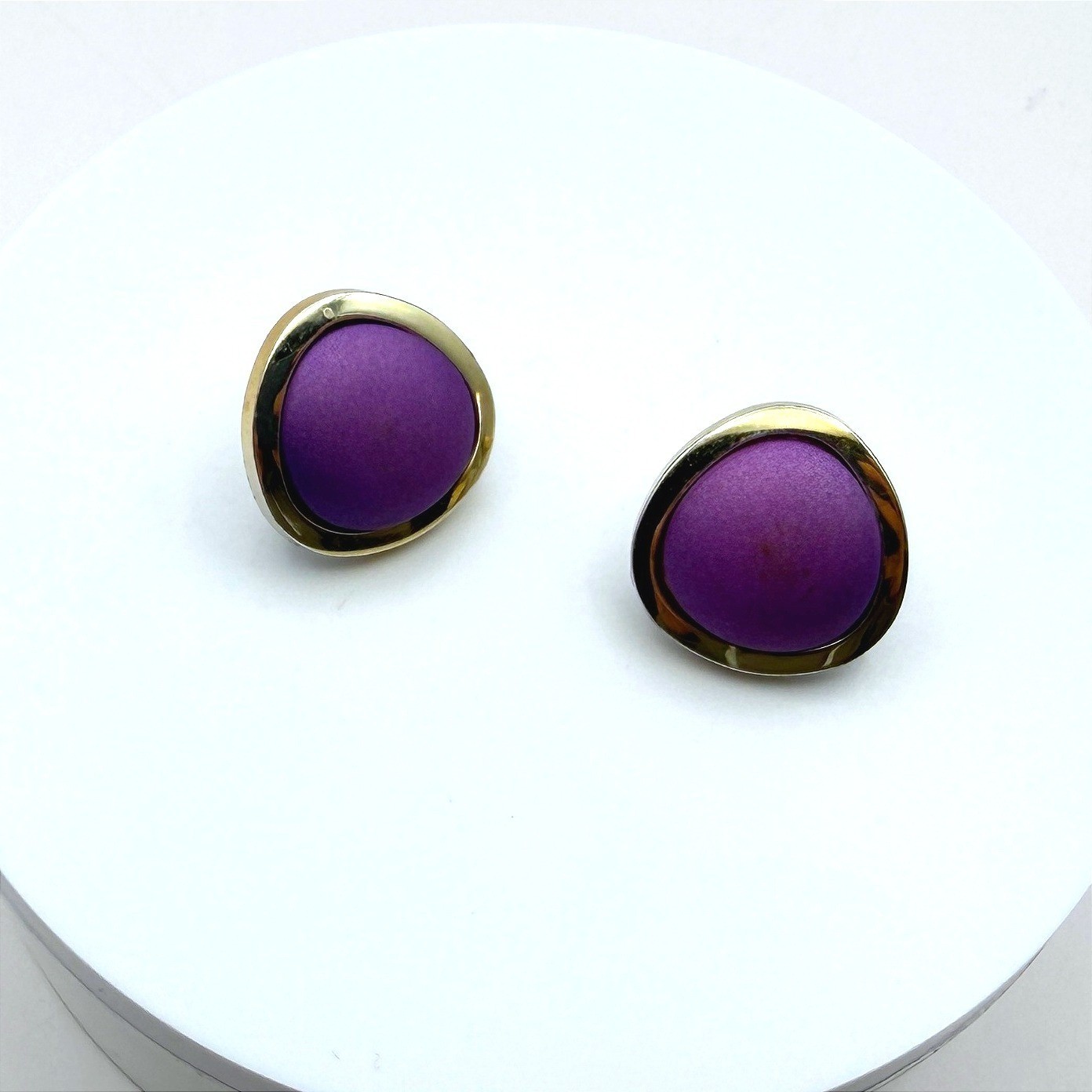 Vintage Purple Velvet Theatre Night Stone Coated Aluminium Retro Enamel Earrings