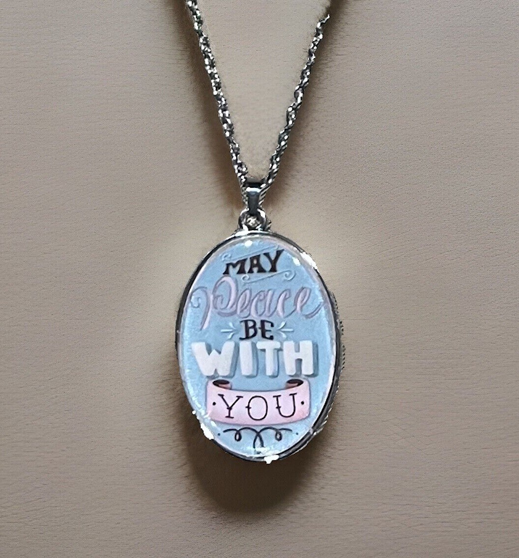 May Peace Be With You Pendant And Necklace – Silver Tone