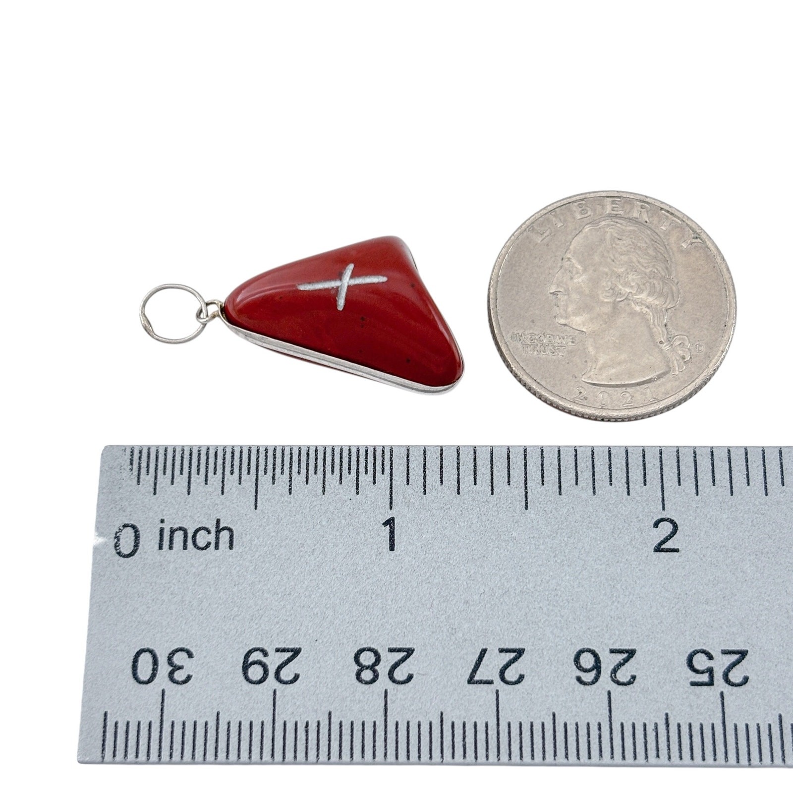 Vintage Sterling Silver 925 Red Coral Pendant