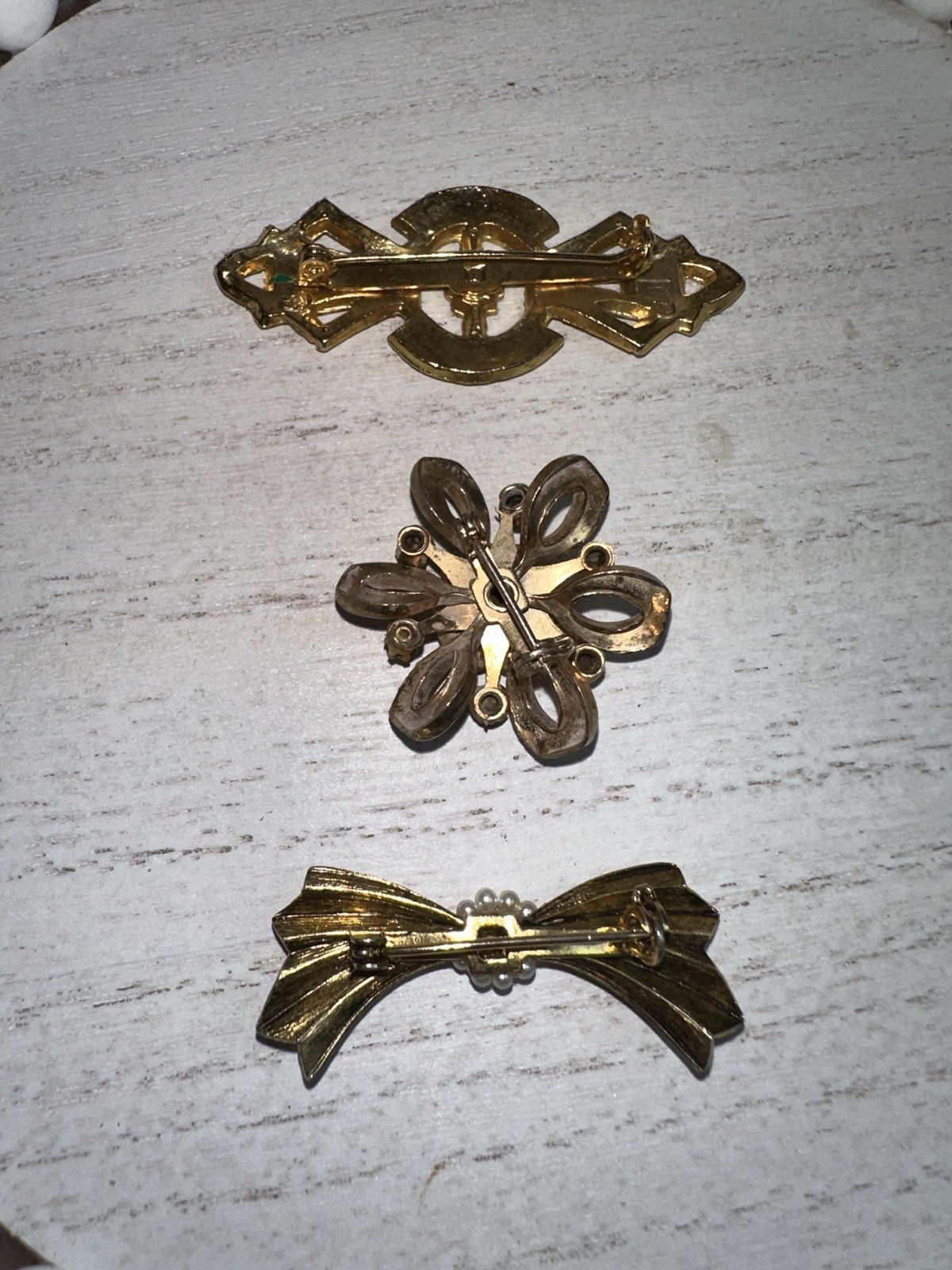 Vintage Mixed Lot Of 3 Brooches Different Variety