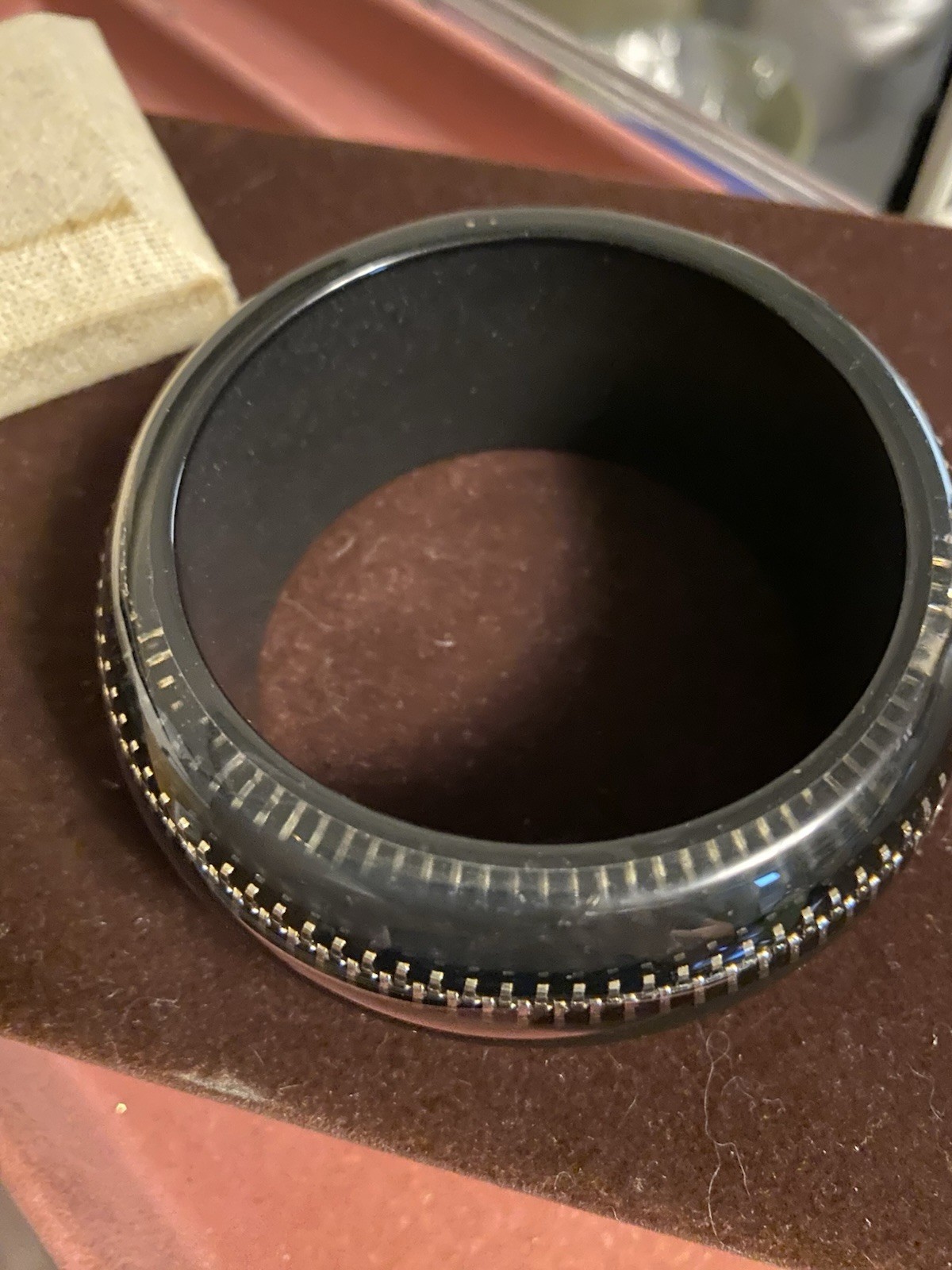 1980s Vintage Zipper Bangle Bracelet Black With Silver Tone Zipper Embedded