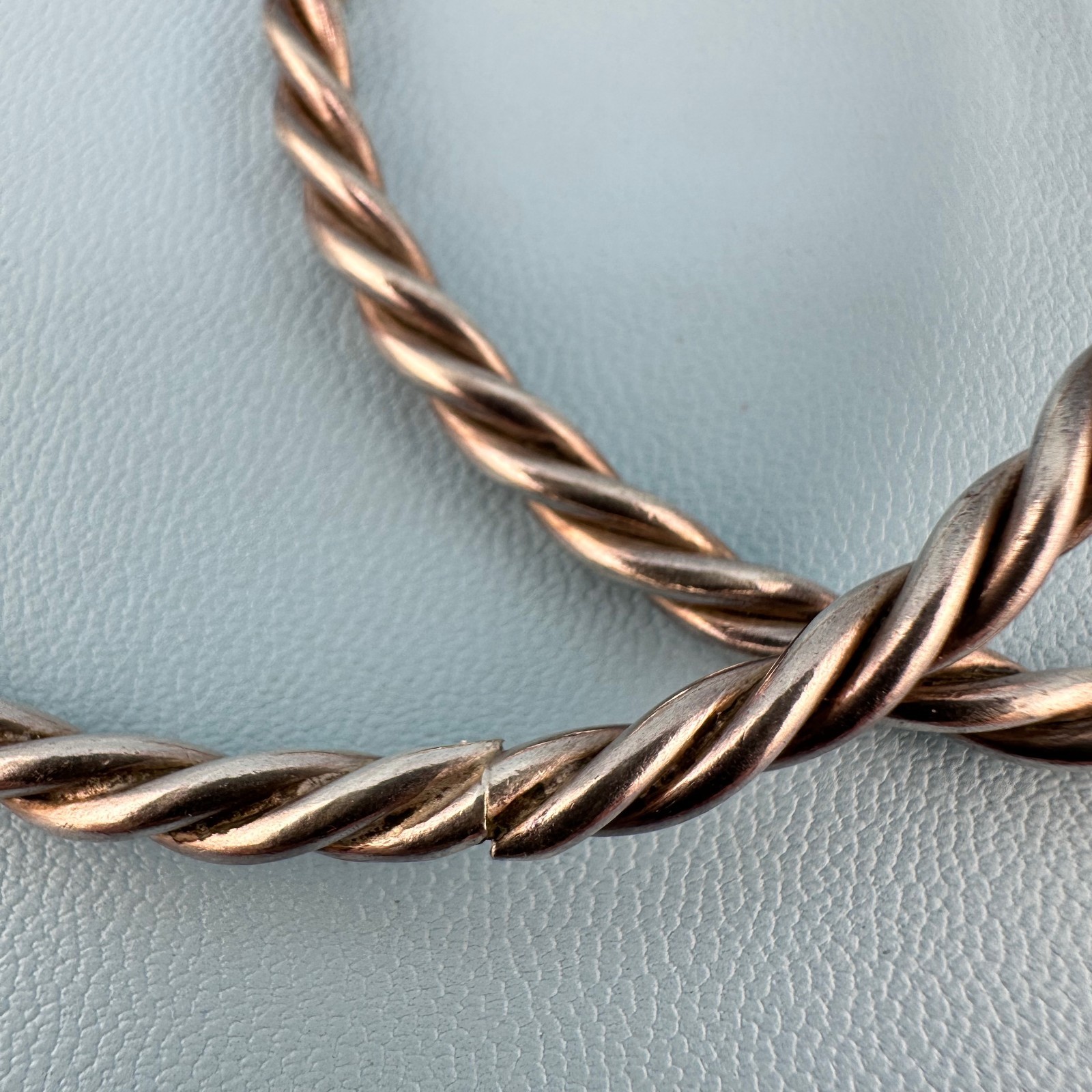 Vintage Sterling Silver Bangle Bracelet Lot Twisted Rope Texture 6.75″ Stackable