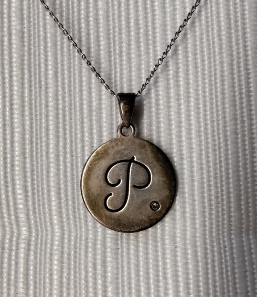 NVC Nataliya V Collister Silver 925 Round Letter “P” Pendant On Silver Chain