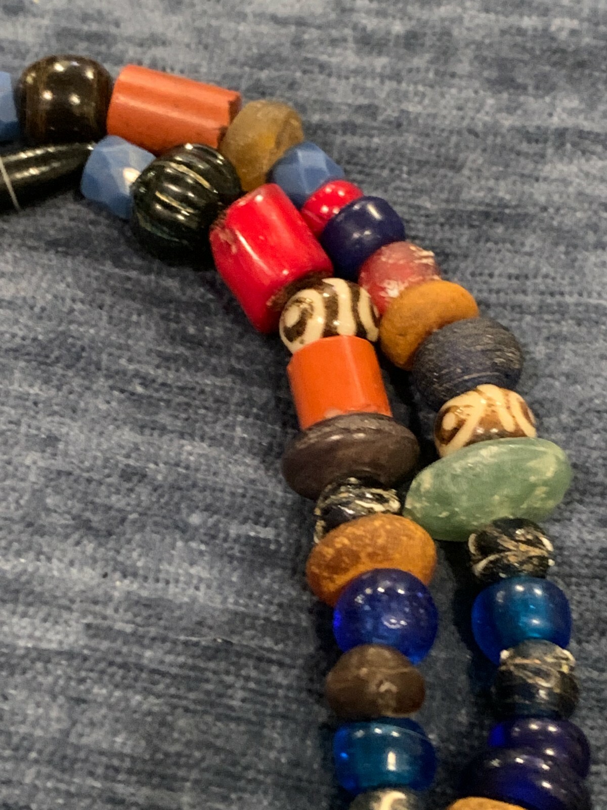 Tibetan and African Trading Beaded Necklace 24″, Antique