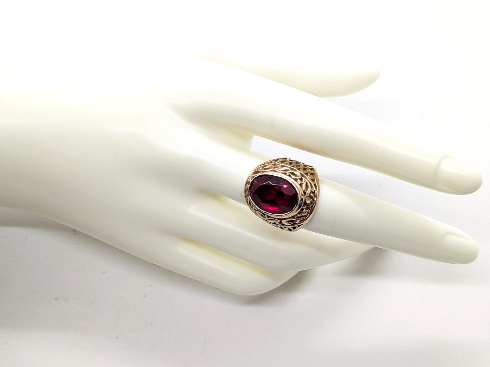 Vintage Soviet RING Silver⭐️875 stamp Star USSR with Bright Ruby -size: 8US | #8