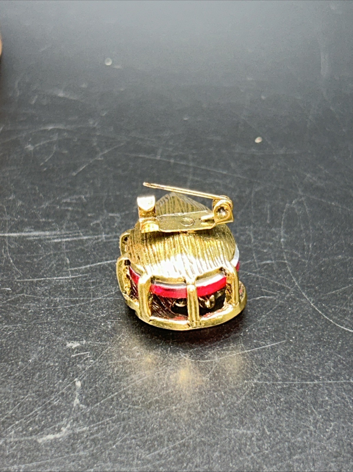 Modern Costume Jewelry Gold Tone Peacock Pin Brooch 1 1/4” Pink Stone