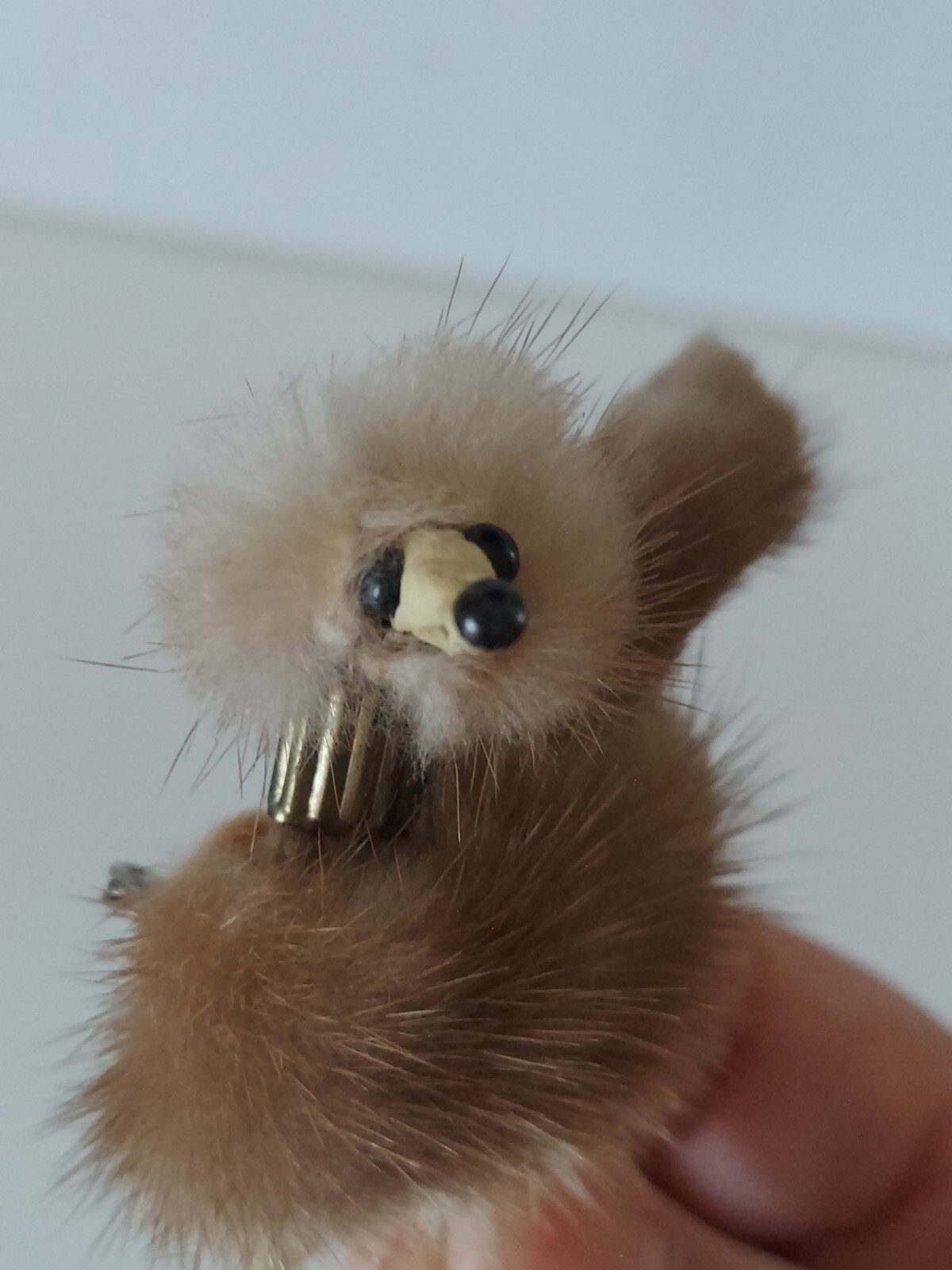 Vintage Mink Fur Poodle Dog Brooch Pin