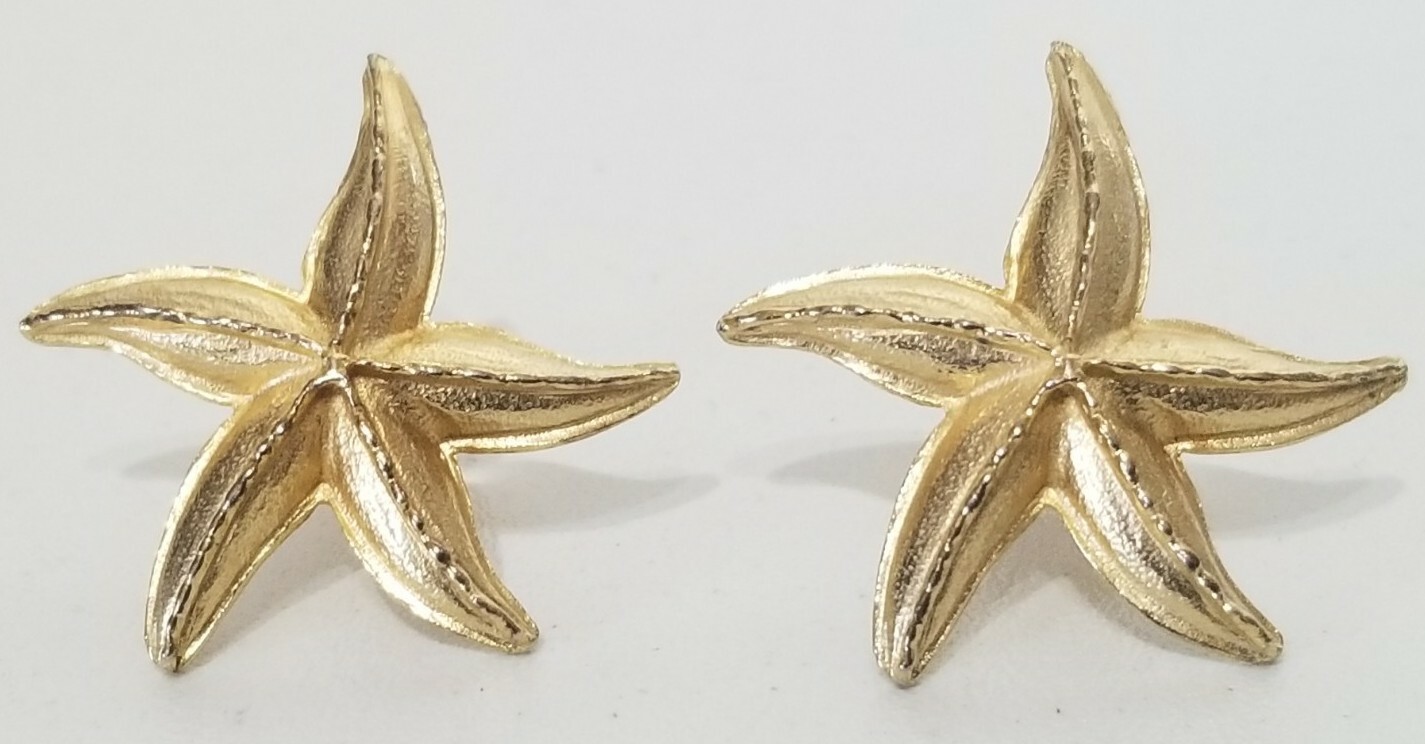 Vintage Gay Boyer Gold Starfish Clip on Earrings