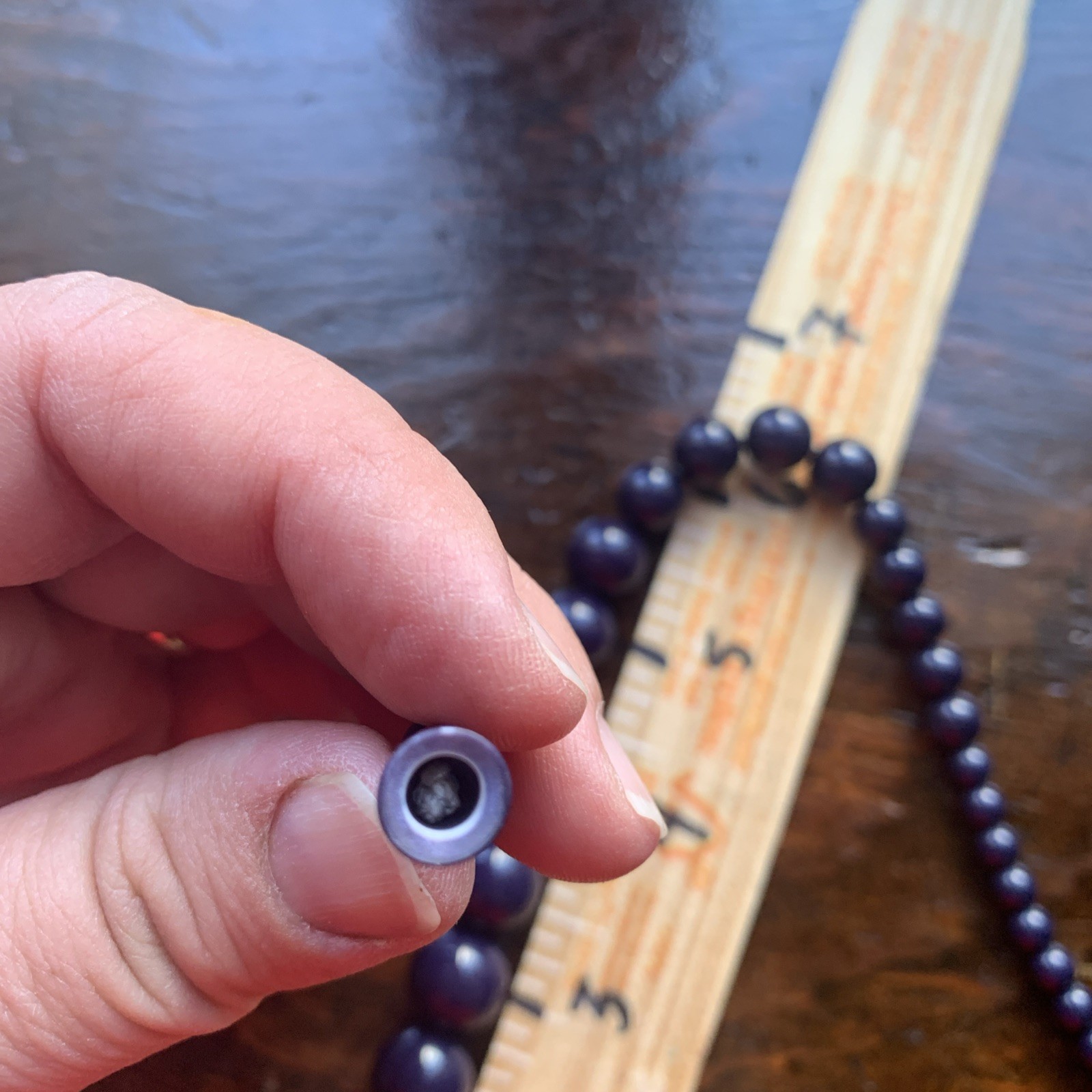 Graduated Purple Plastic Bead Necklace Retro Style 22 Inches
