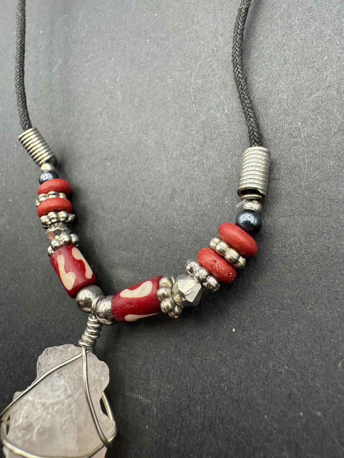 Beautiful Cord Quartz Necklace Stunning Vintage 17”