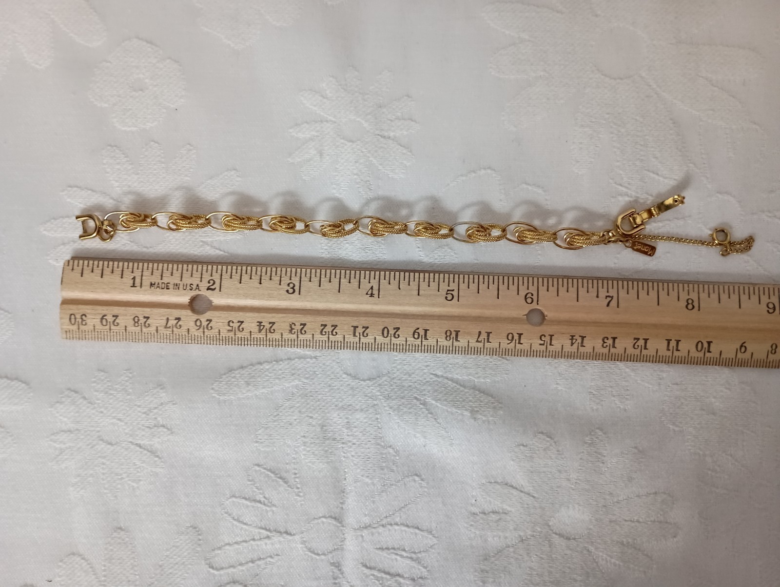 Vintage Monet Gold Tone Chain Link Starter Charm Bracelet