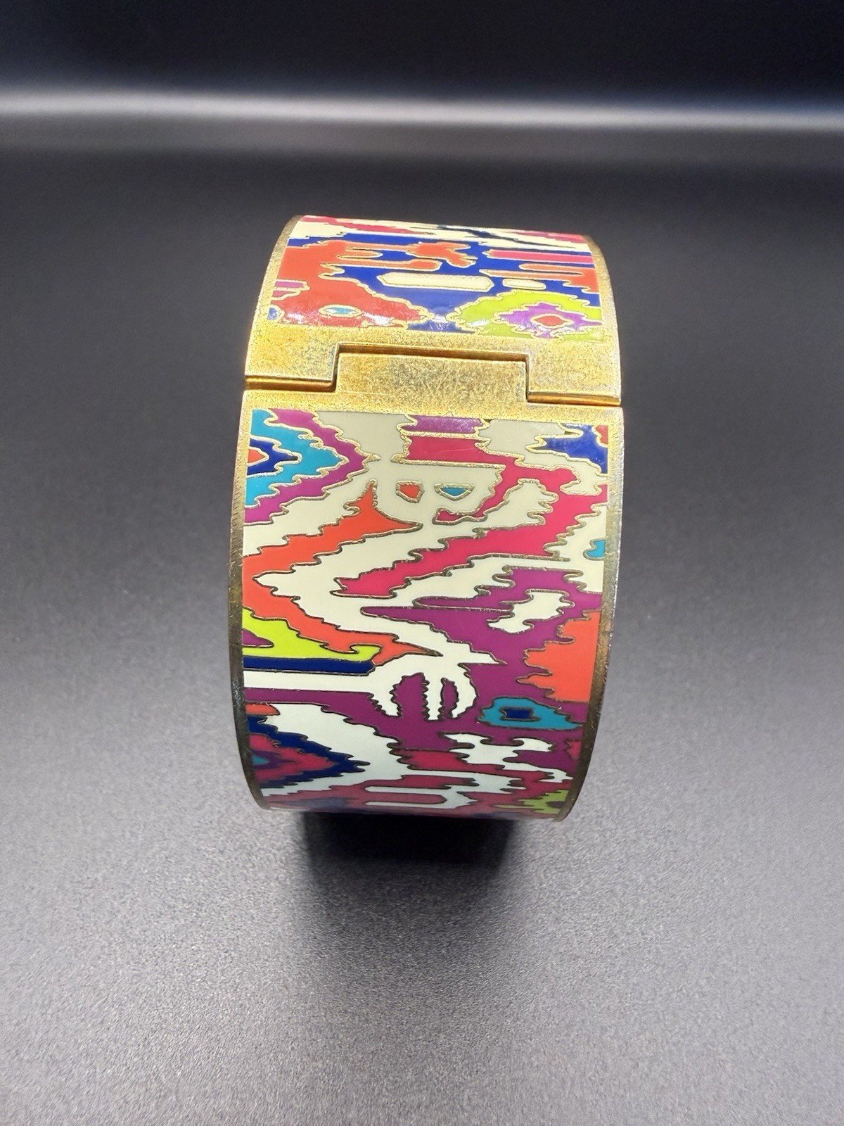 Y2K Henri Bendel Ny Tribal Inspired multicolored Enameled Inkat Bracelet Bangle