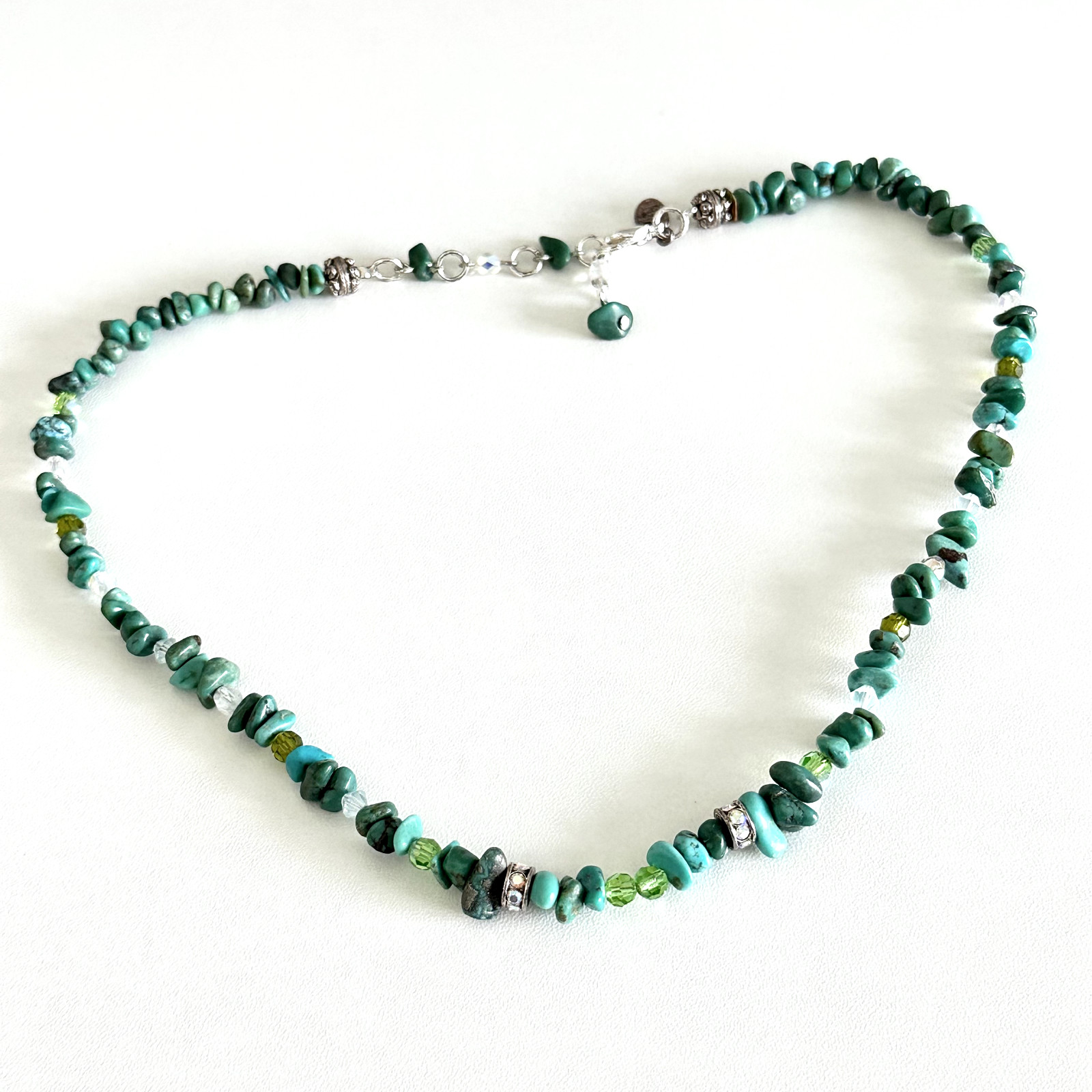 Vintage Kirks Folly Turquoise AB Crystal Beaded Ladies Strand Necklace