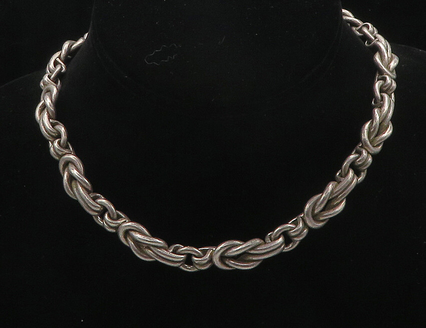 LOS CASTILLO MEXICO 925 Silver – Vintage Knot Link Smooth Chain Necklace- NE2808