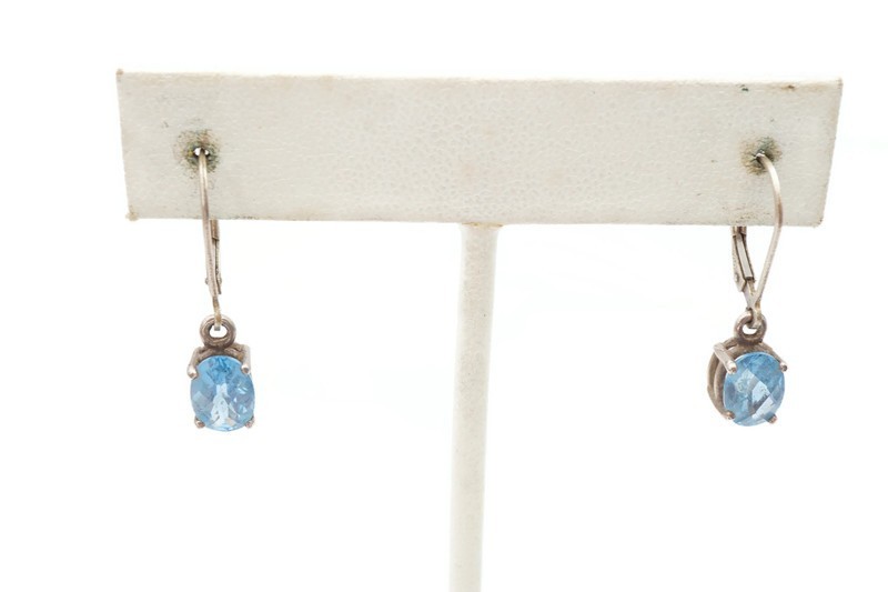 Vintage Sterling Silver 925 Blue Topaz Earrings