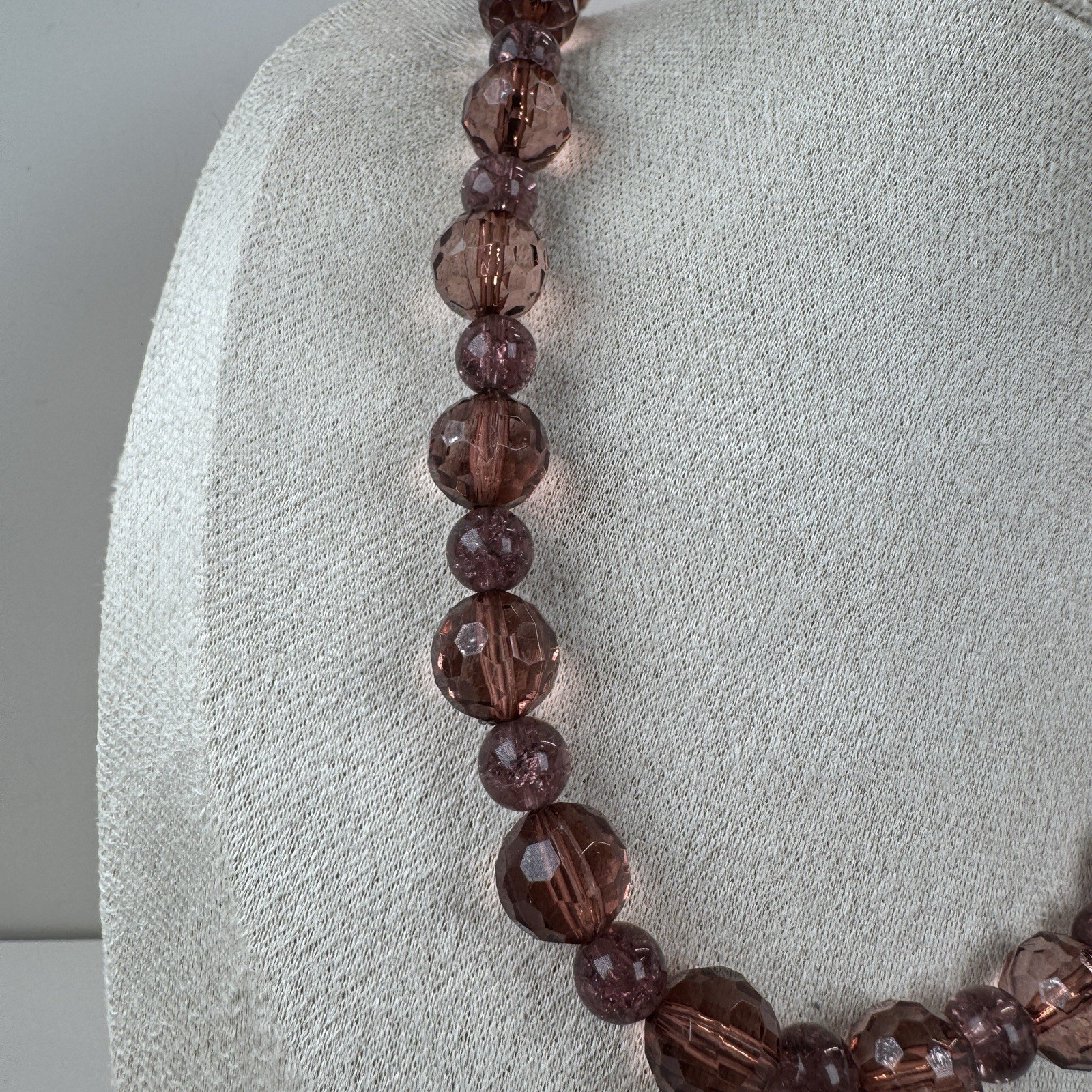 Lot Of 2 VTG Bead Necklaces – Purple Glass & Green Gold Tone Statement
