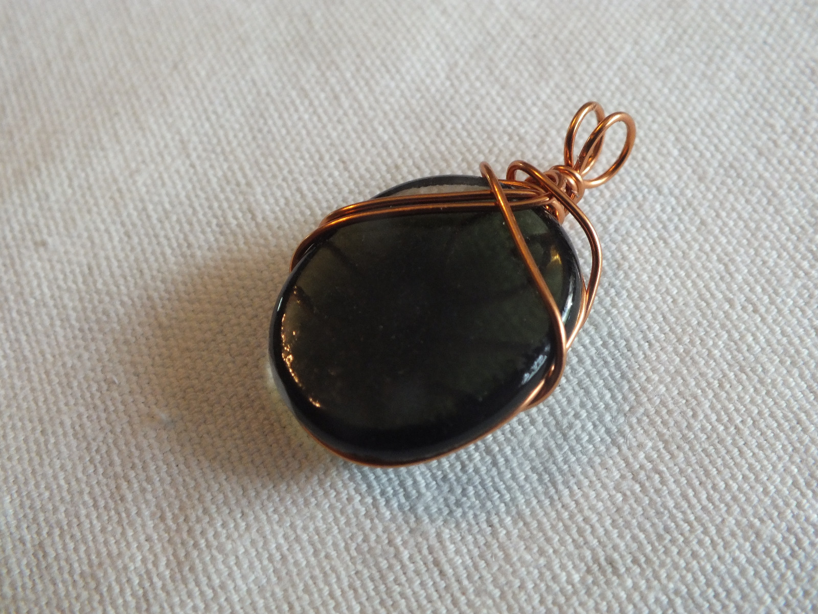 Collectible Handmade By Cancer Survivor Pendant Copper Tone Deep Green 1 1/2 x1″