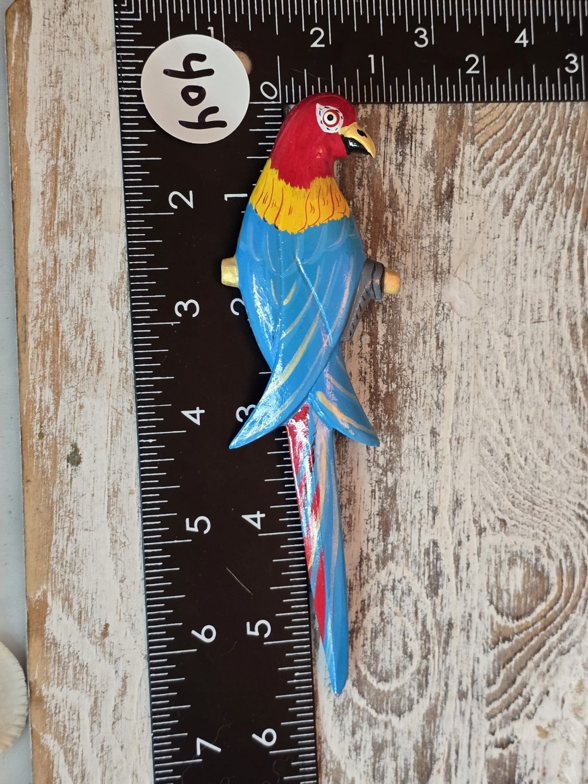 Vintage Hand Painted Wooden Parrot Brooch Colorful Tropical Bird Statement Pin