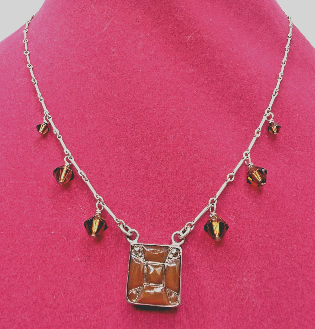 Art Deco Faceted Czech Glass Necklace 17 Inches