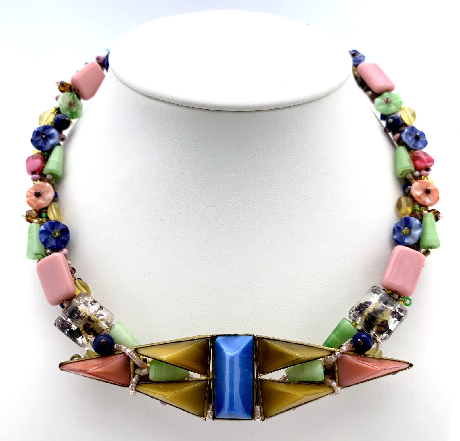 UNIQUE MIXED MEDIA ARTISAN STATEMENT NECKLACE
