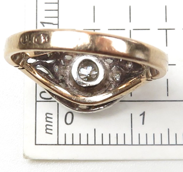 Victorian Edwardian 14KY Silver Diamond Engagement Ring Size 7 UK-N1/2 EGL USA