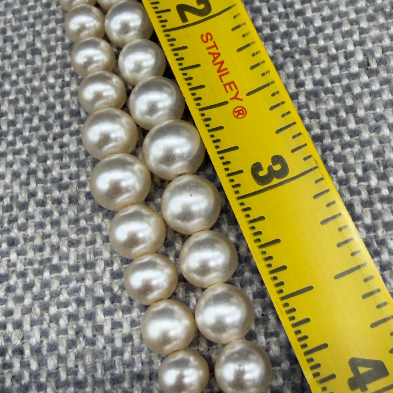 Vintage Art Deco Pearl Necklace Double Strand Box Clasp Rhinestones 17 Inches