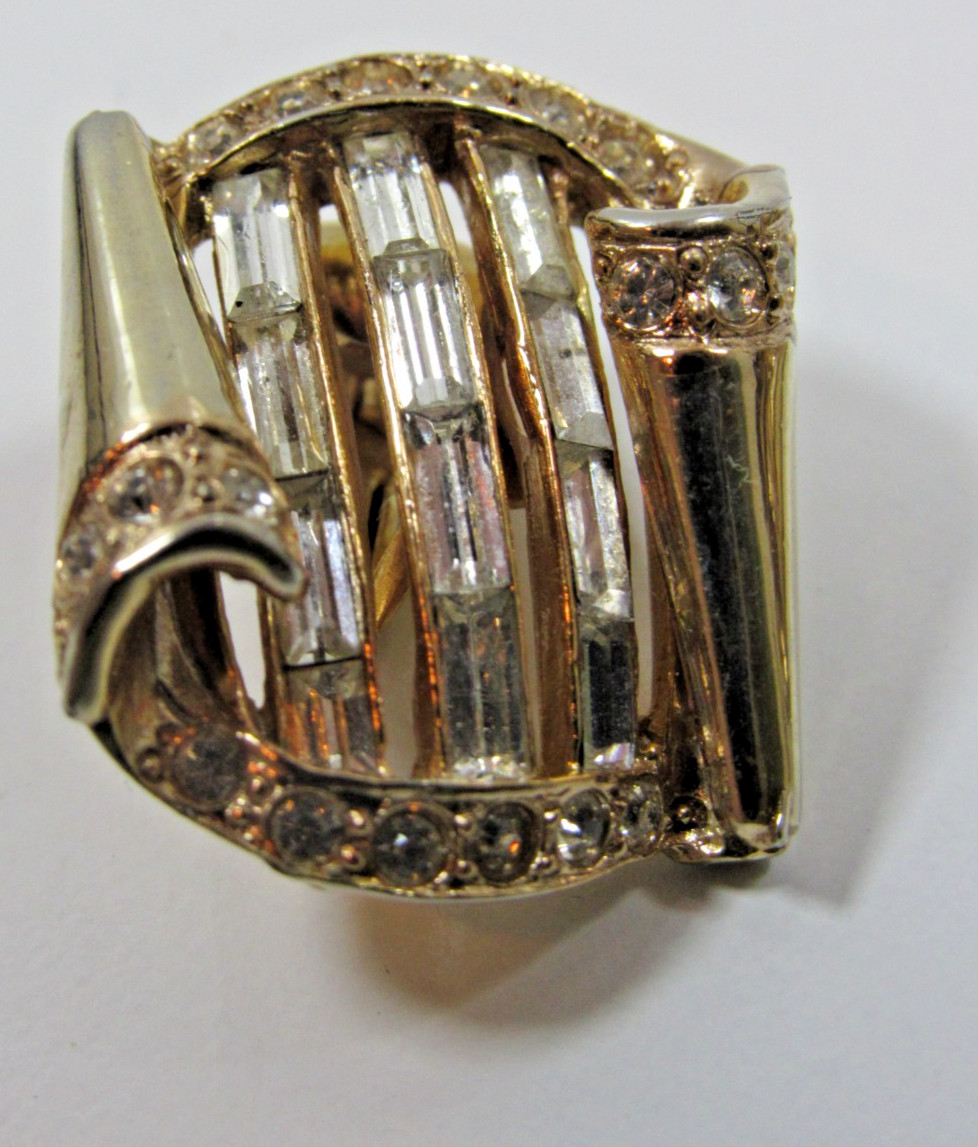 Vintage Earrings Gold Tone Dimond Estate Jewelry Costume Jewelry #J