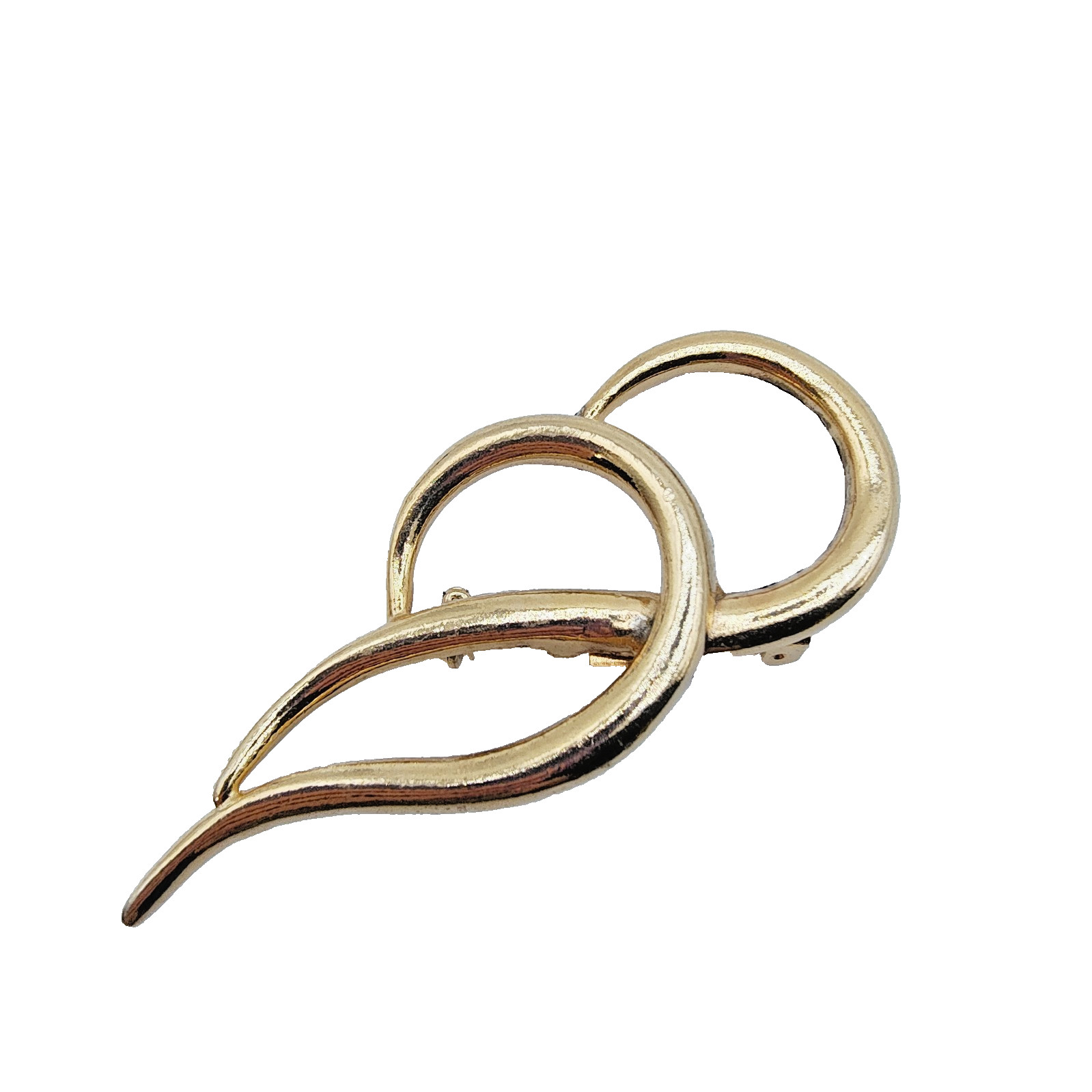Vintage Piscitelli Modernist Swirl Brooch Gold Tone Abstract Quiet Luxury Signed