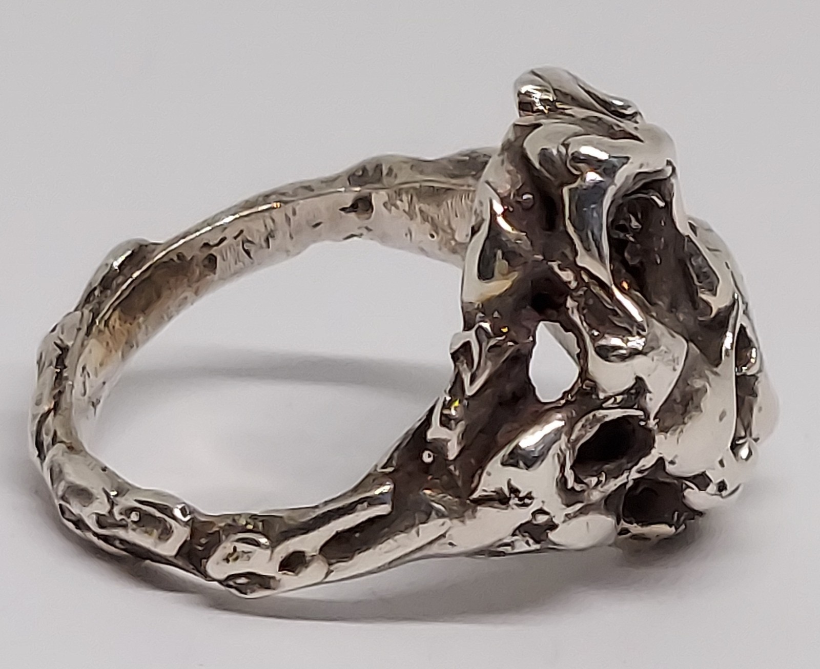Vintage Brutalist Modernist RING Sterling Silver Handmade size 7.5