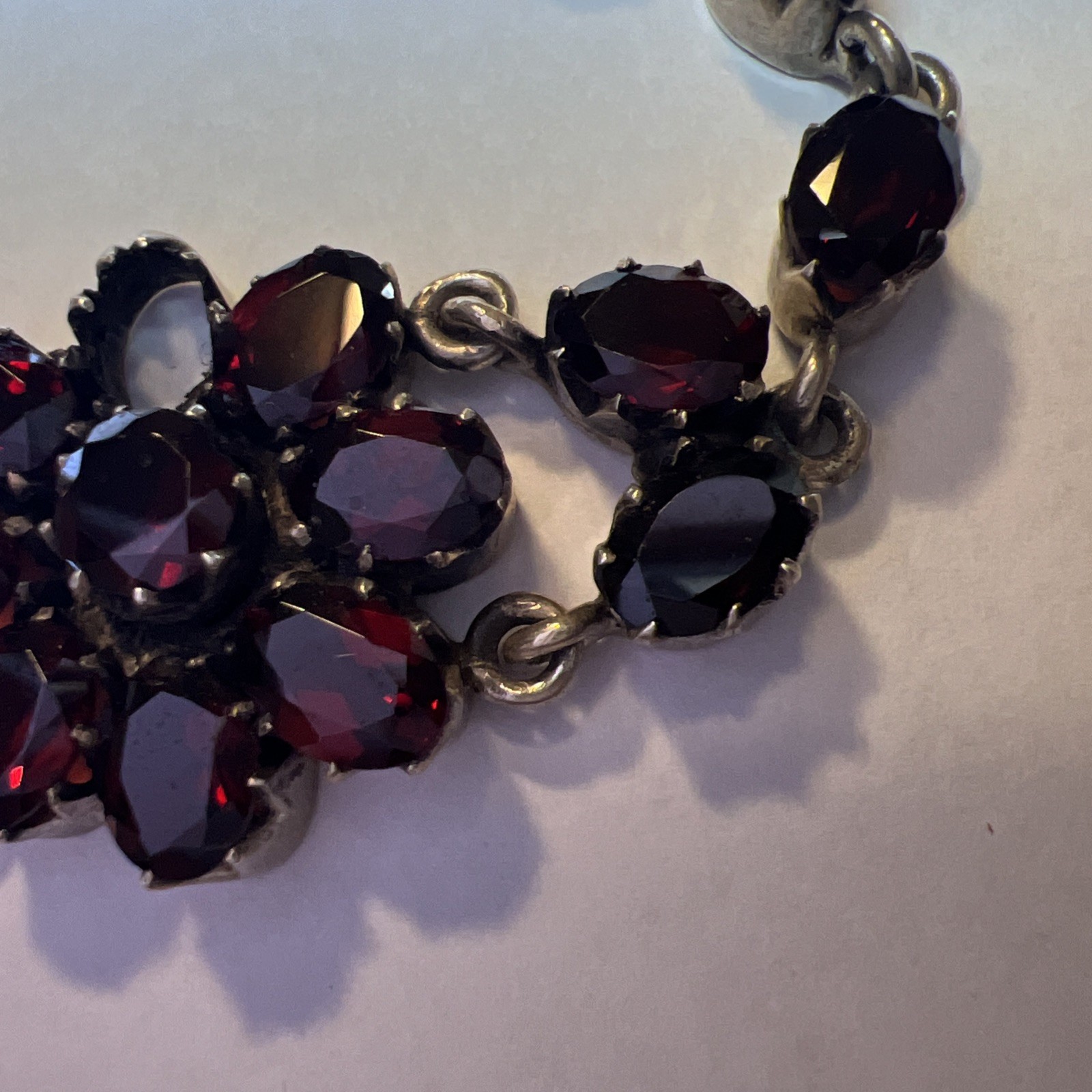 Vintage Natural Bohemian Garnet Sterling Silver Flower Bracelet for Project
