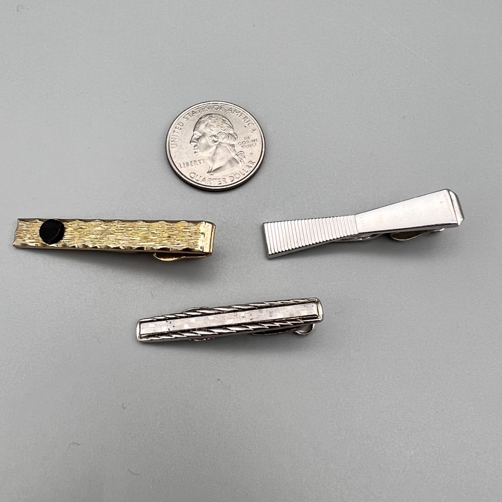 VTG Tie Bar Tie Clip Gold/ Silver Tone Men’s Business Casual & Collar Pin 4 Pc