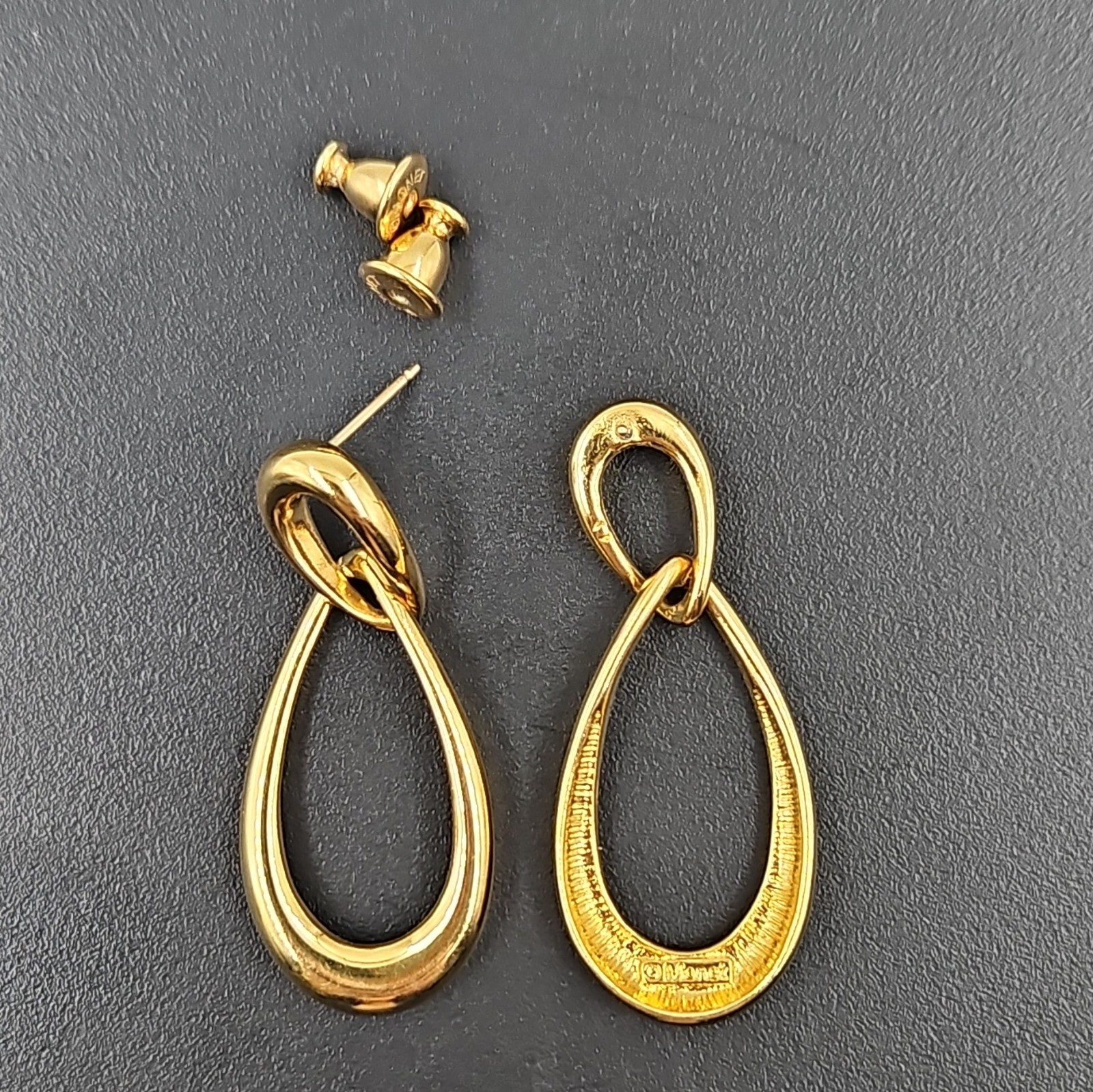 Monet Gold Tone Dangle Hoop Clip-On Earrings – Vintage Style Pierced Jewelry
