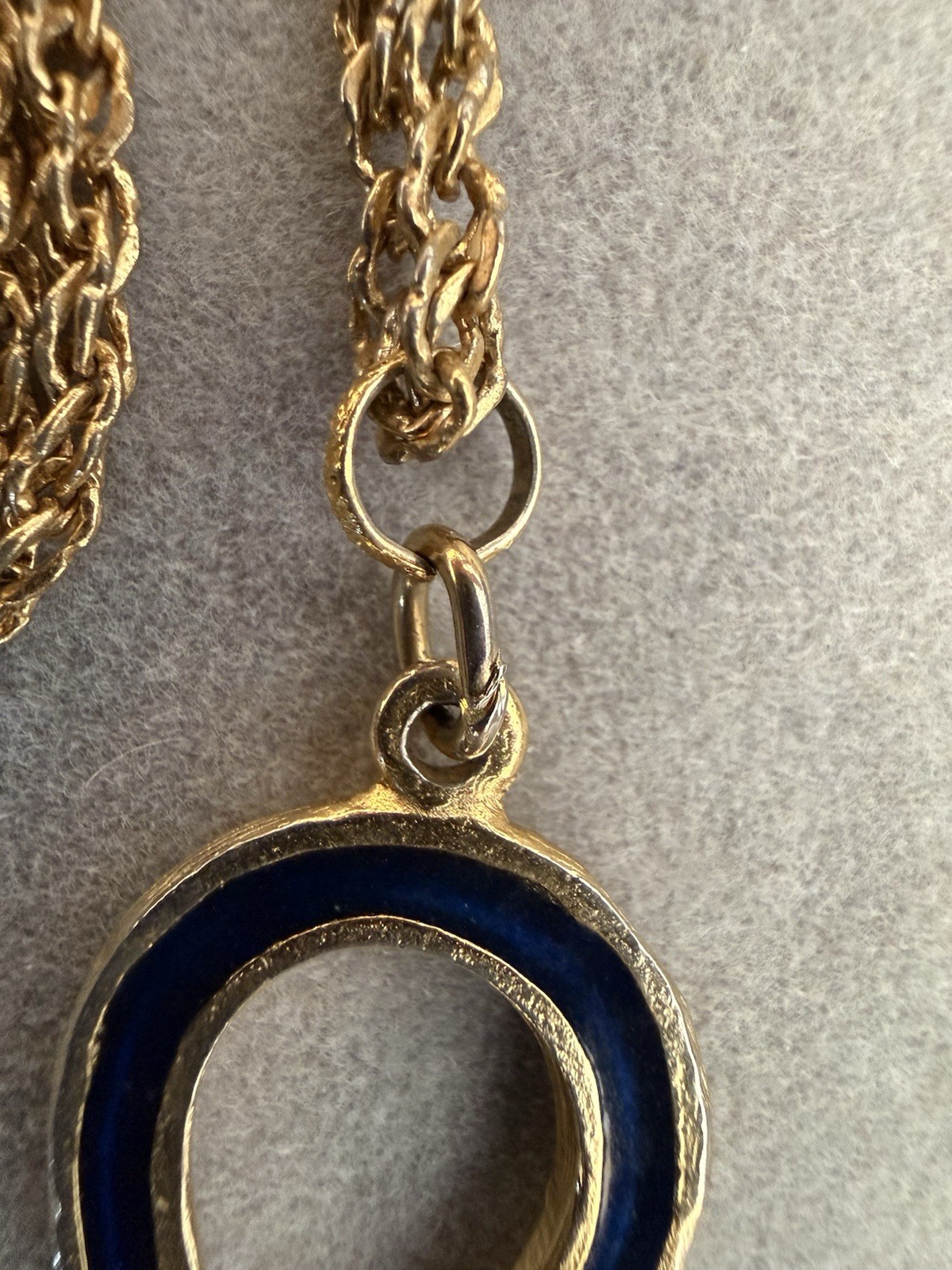 Vintage Accessocraft Egyptian Revival Ankh Pendant Necklace Enamel w/Gold Finish