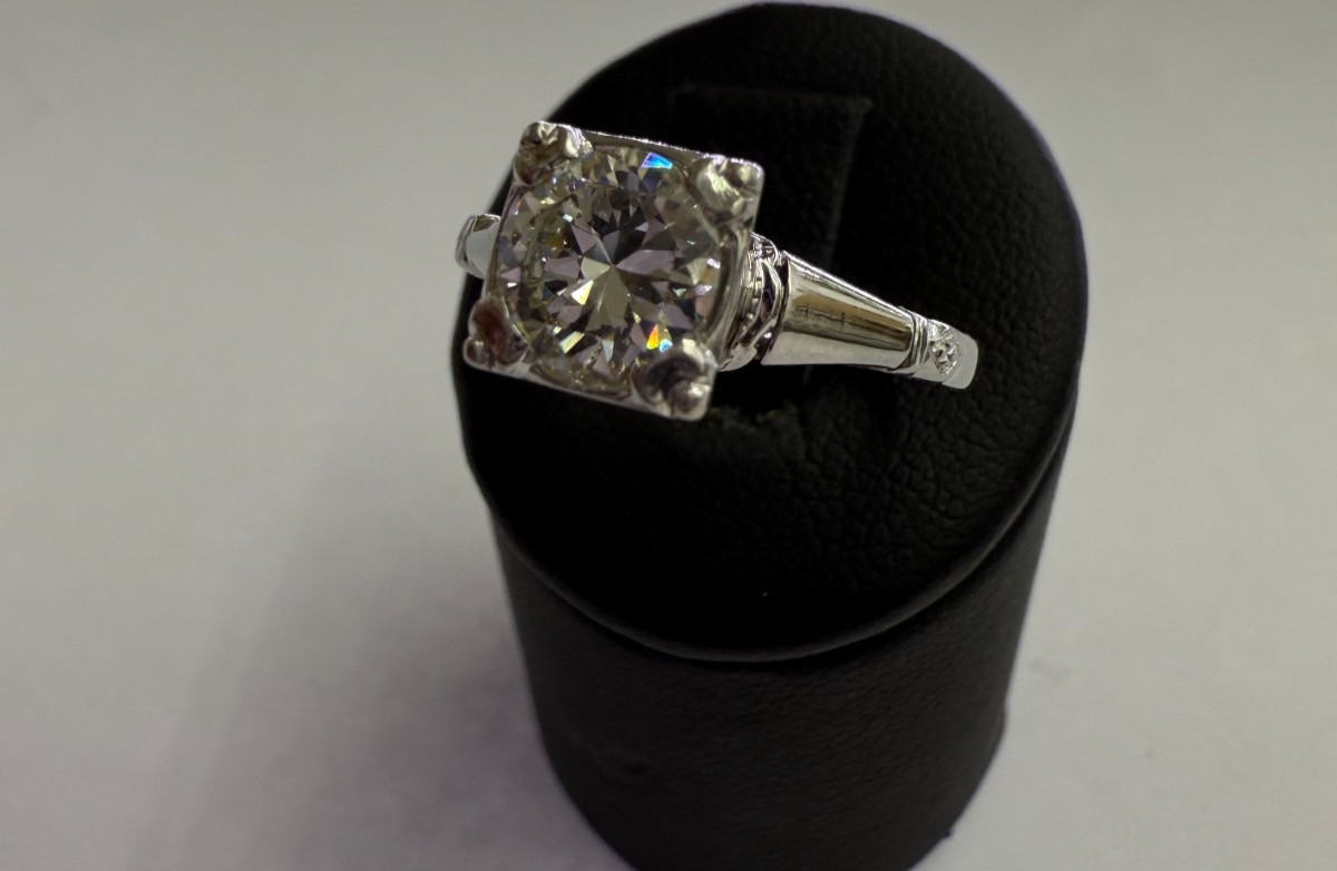 Vintage Old European Cut Diamond Solitaire Ring – 1.00ct 14K White Gold